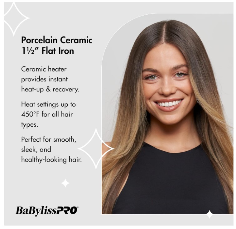 BaBylissPRO Porcelain Flat Iron Hair Straightener