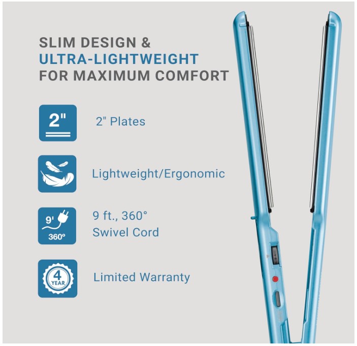 BabylissPRO Nano Titanium Ultra-Thin Hair Straightener, Professional Flat Iron For All Hair Types