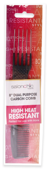 SalonChic Dual Purpose Carbon Comb High Heat Resistant 8 , 1 Pc Comb