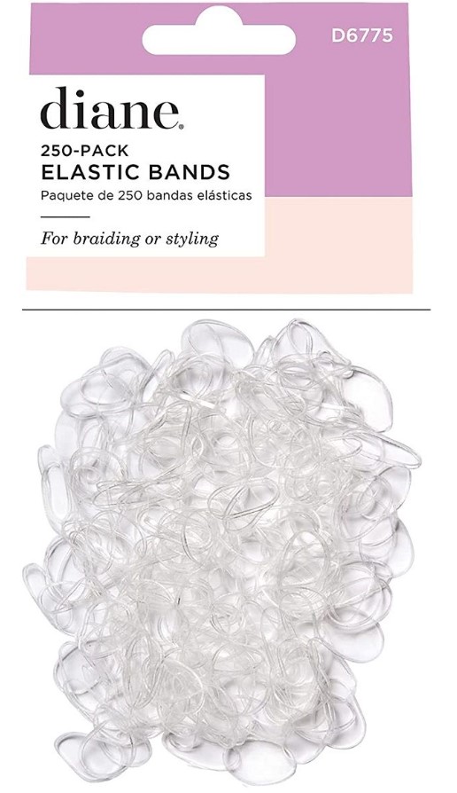 Diane Clear Elastic Bands for Hair Styling, Braids - 250 Count (Pack of 1)