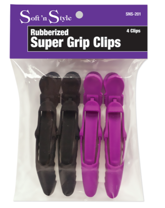 Soft ’n Style Super Grip Clips, Rubberized - 4-1/2", pack of 4