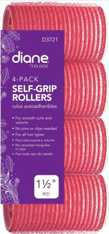 Diane Self-Grip Rollers, 1.5 inch, Red (4-Pack)