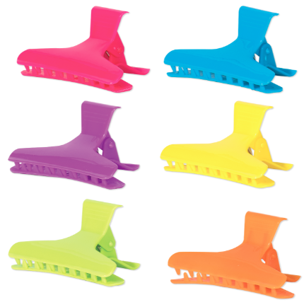Soft ’n Style Butterfly Clamps, Wide, Neon - 3-1/4"