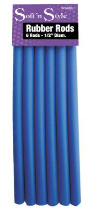 Soft ’n Style Rubber Rods, Long Blue - 1/2"