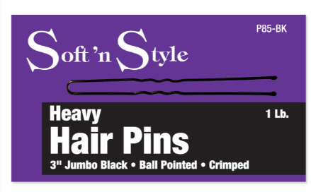 Soft ’n Style Hair Pins, Heavy Duty, Jumbo, Black - 3"
