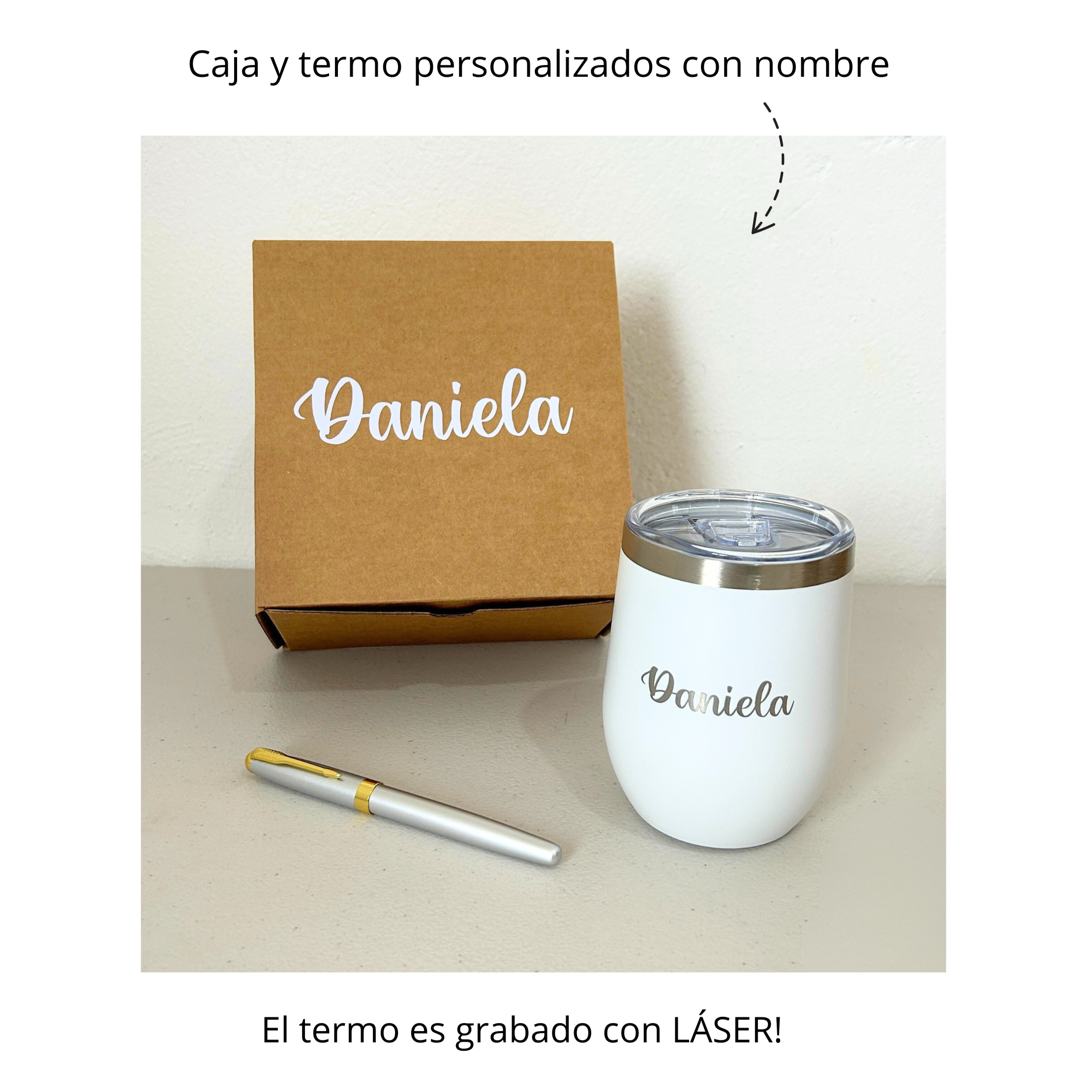 Kit Termo y Pluma Plata