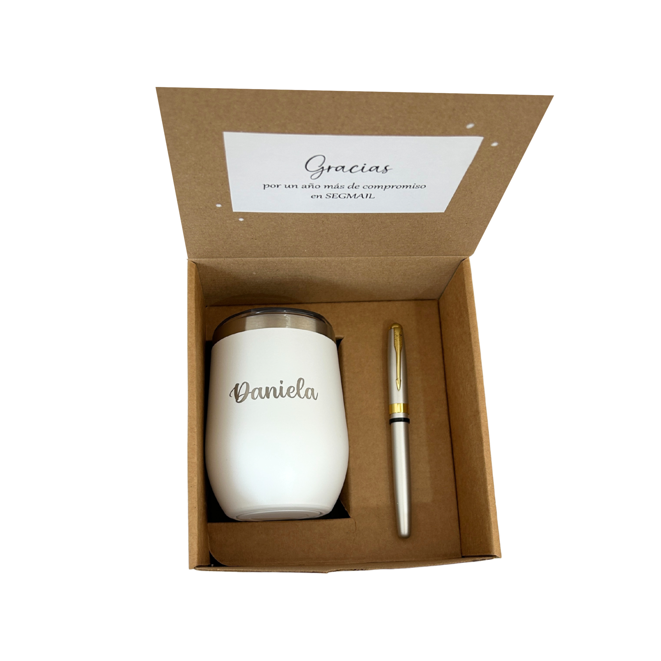 Kit Termo y Pluma Plata