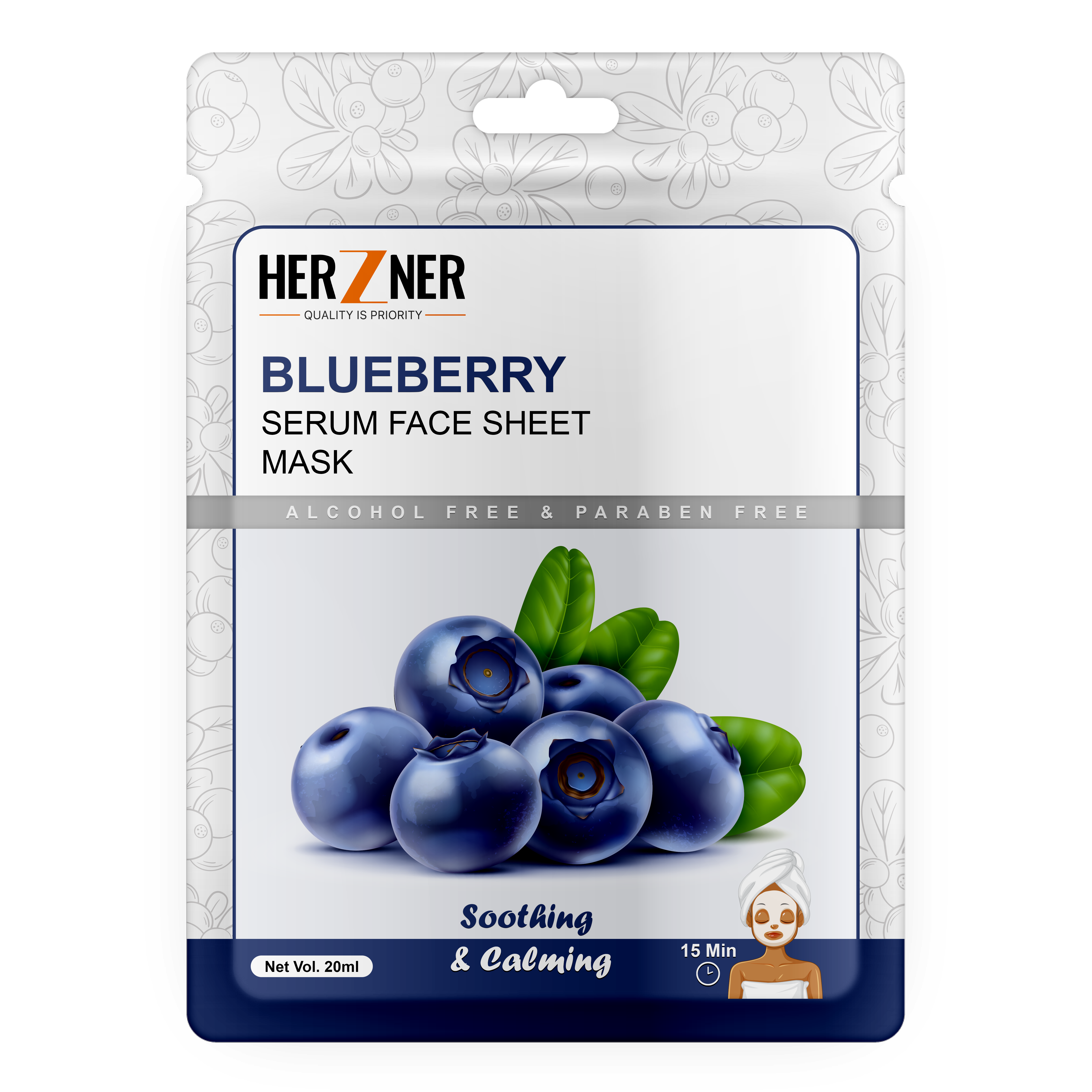 HERZNER Blueberry Face Sheet Mask