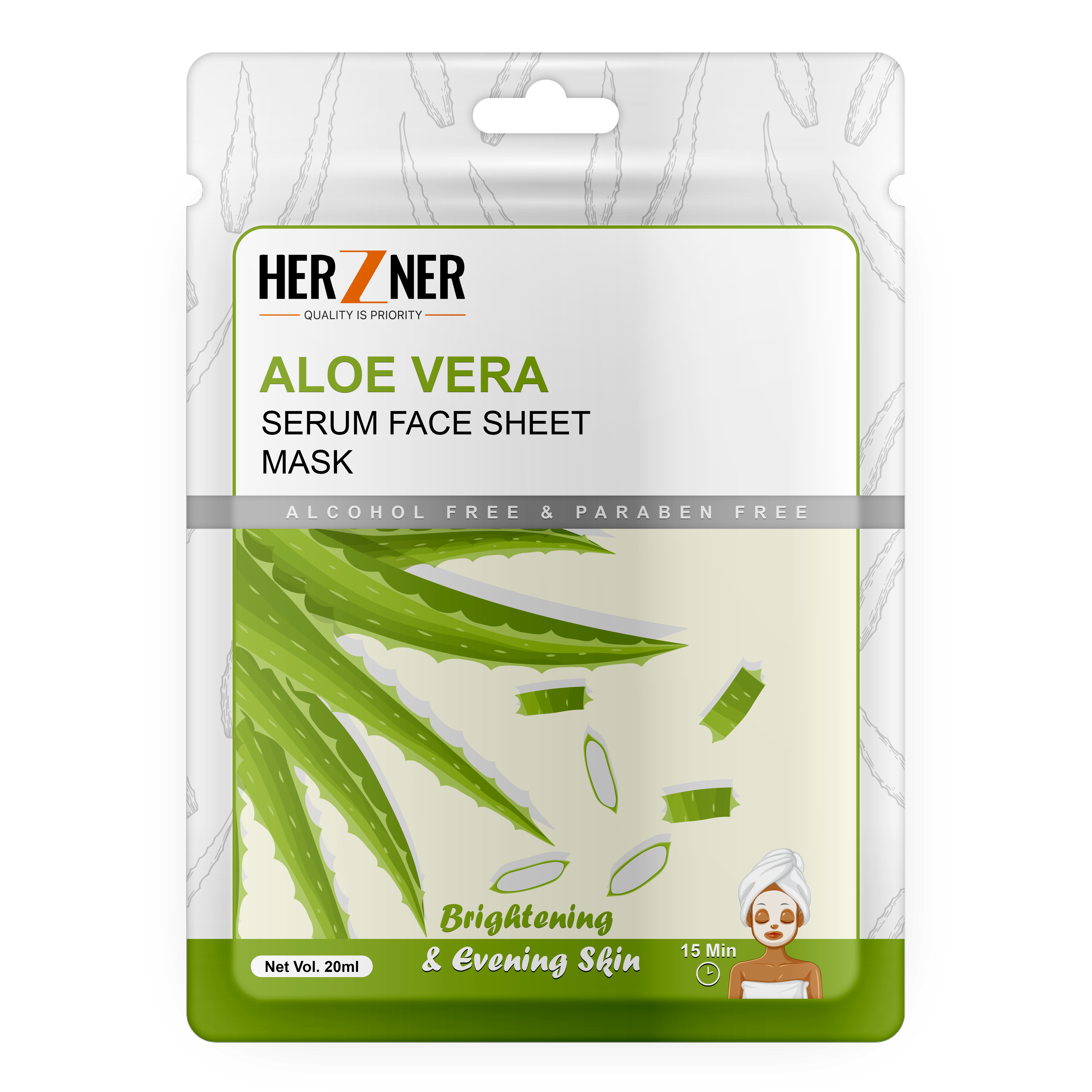 HERZNER Aloe Vera Facial Sheet Mask