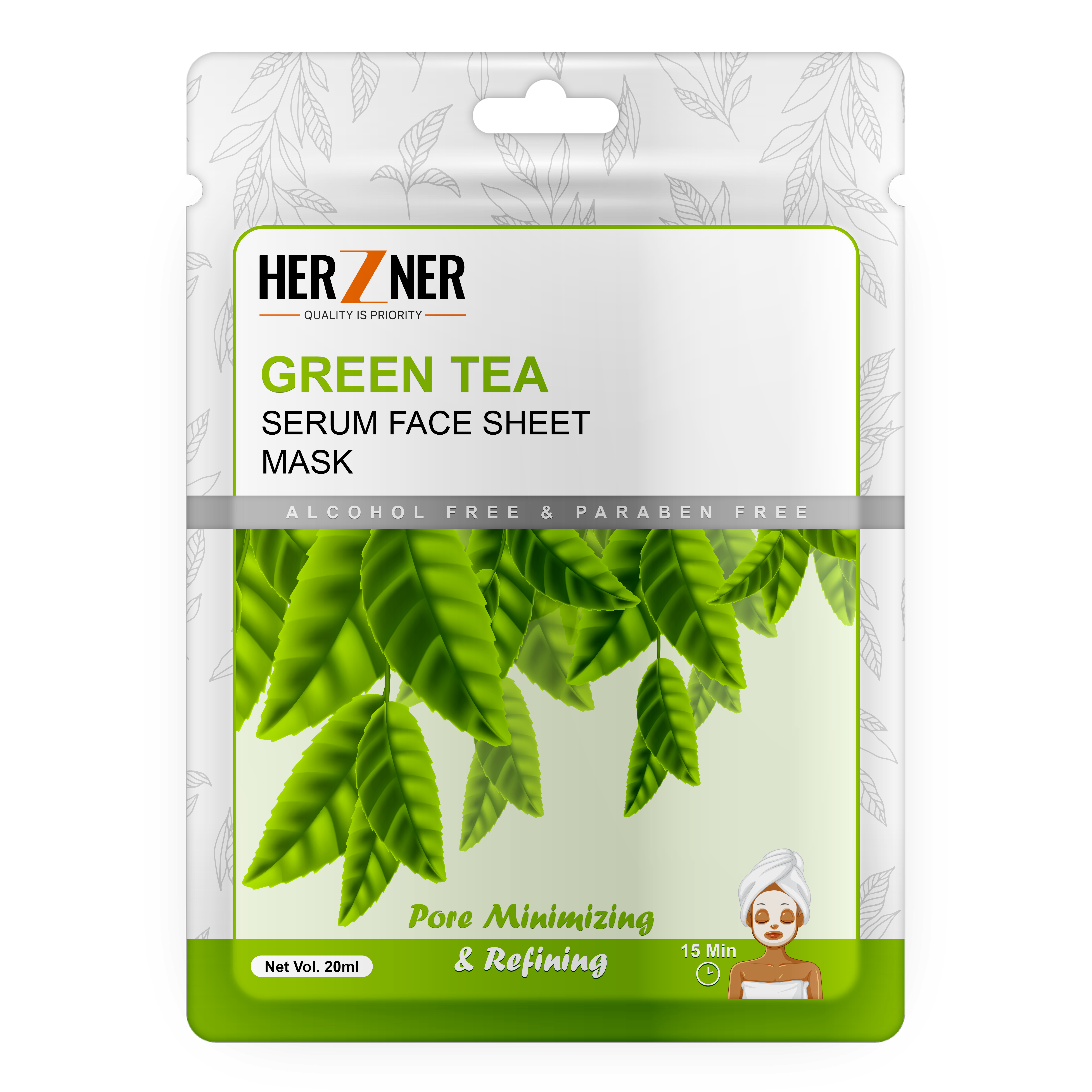 HERZNER Green Tea Facial Sheet Mask