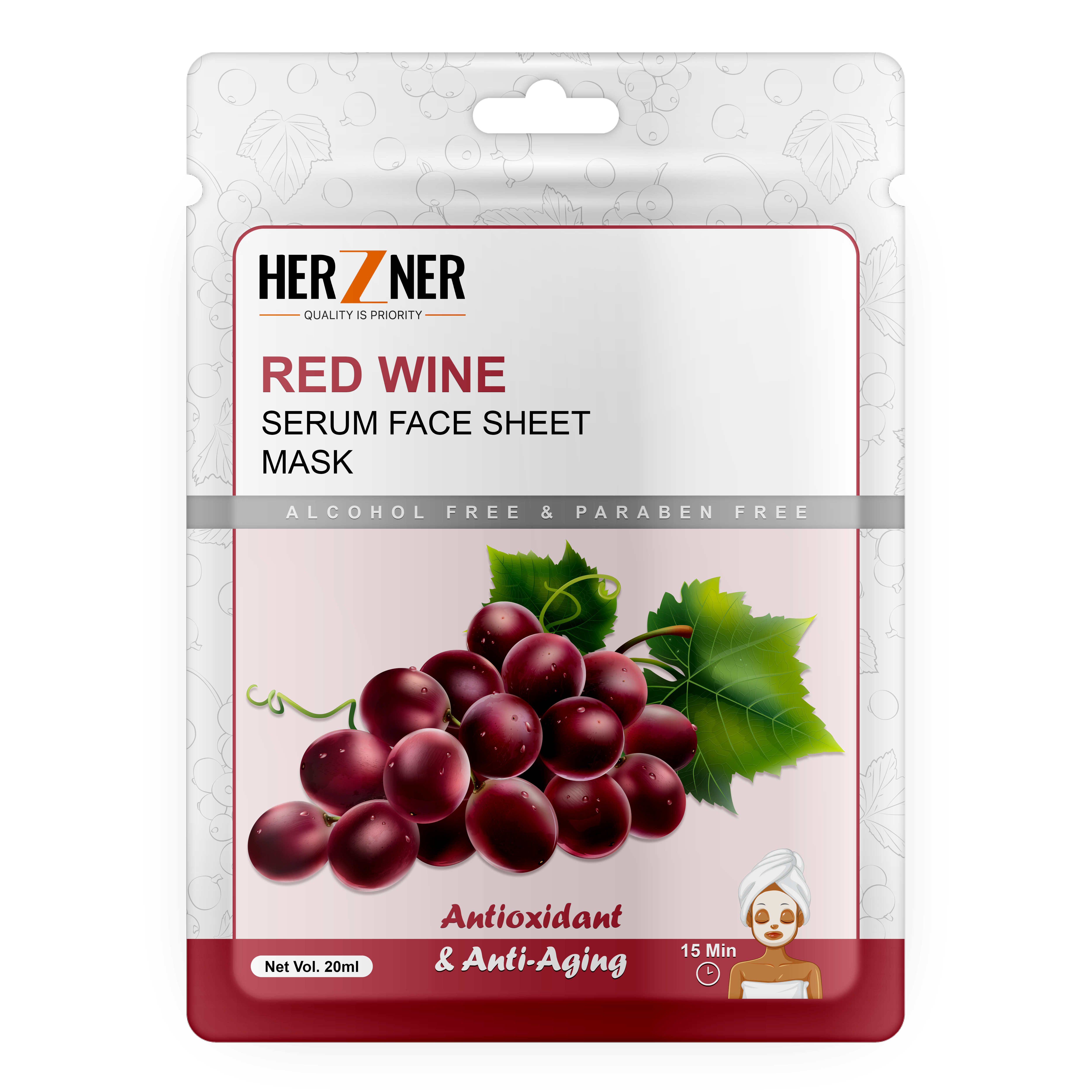 HERZNER Red Wine Facial Sheet Mask