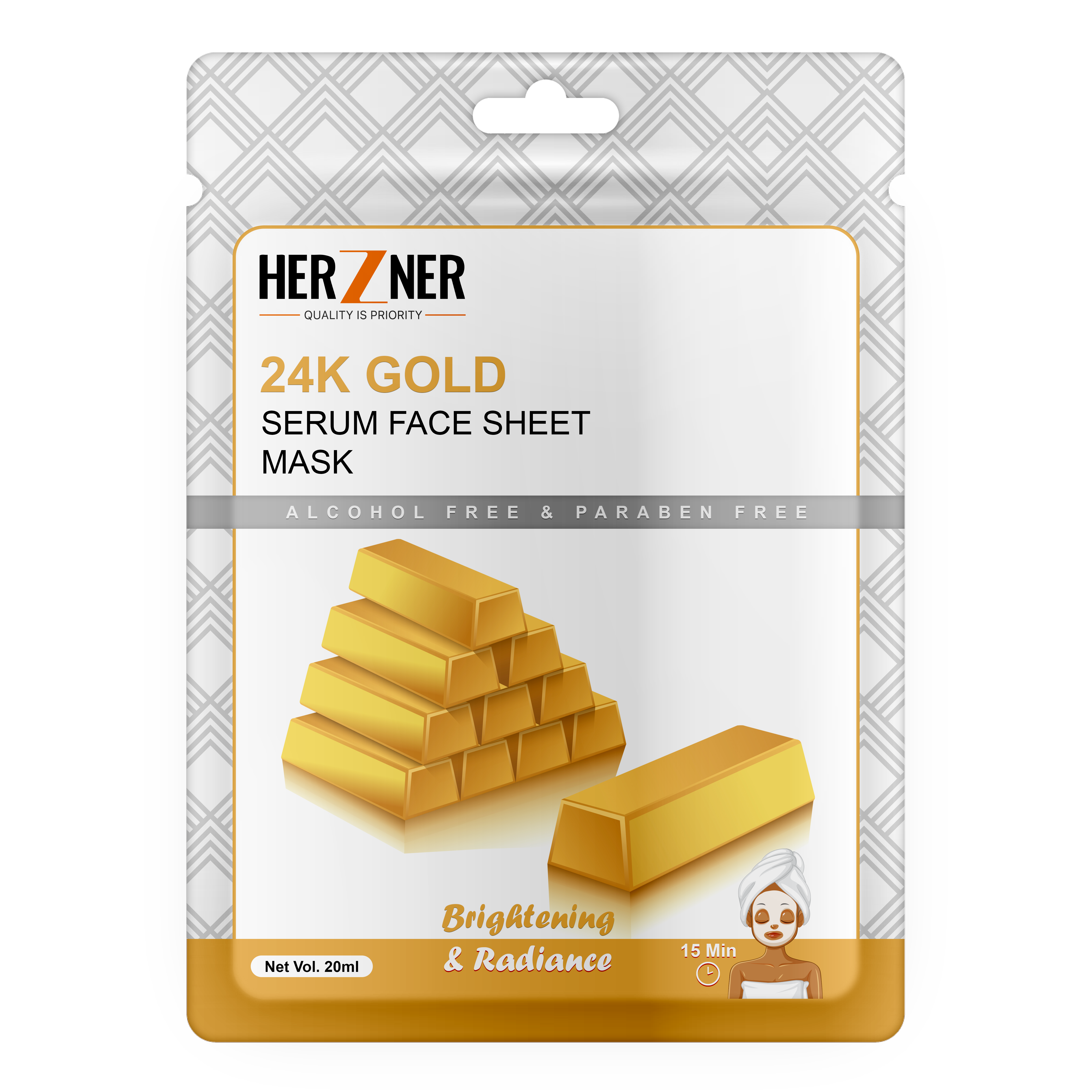 HERZNER 24K Gold Serum Face Sheet Mask