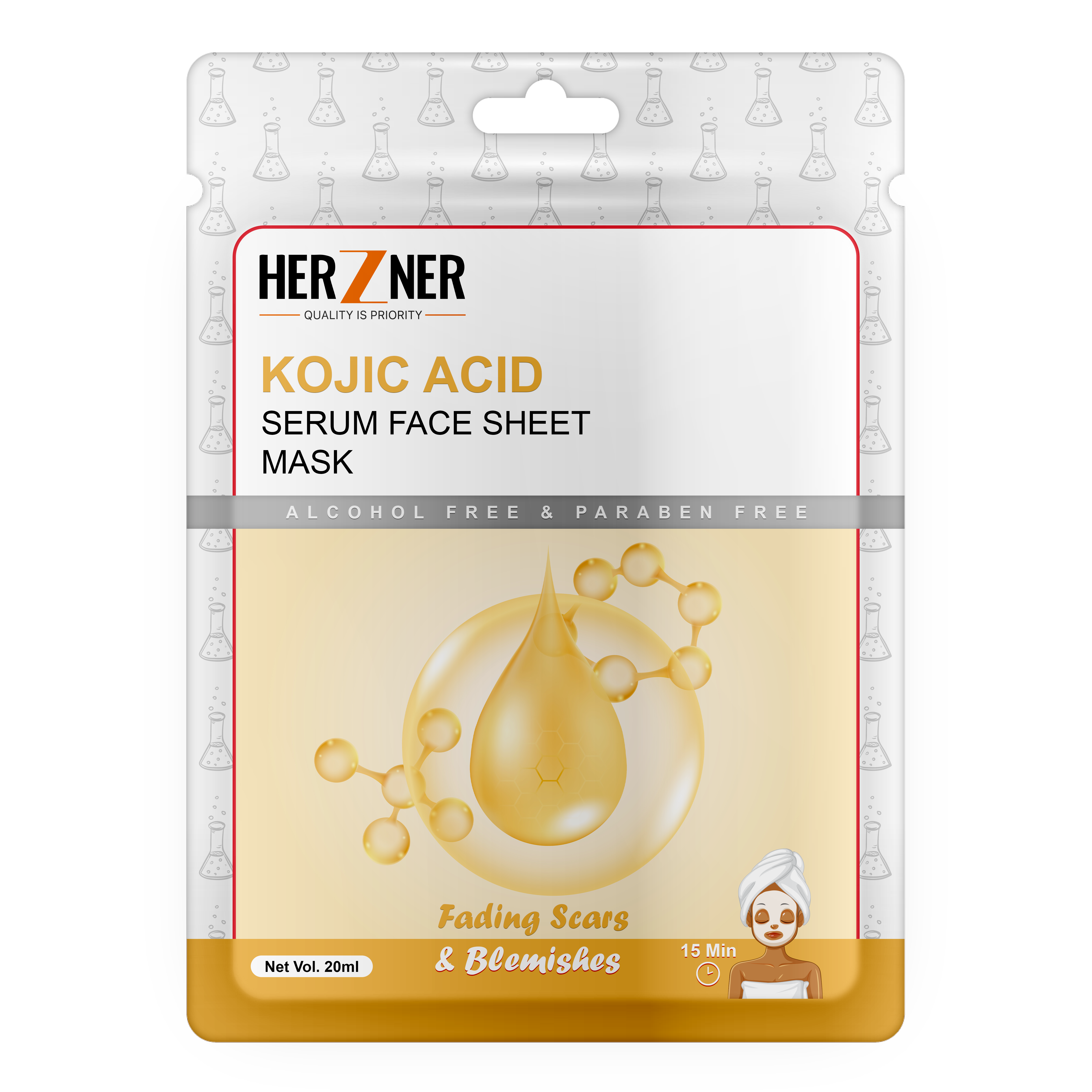 HERZNER Kojic Acid Serum Face Sheet Mask