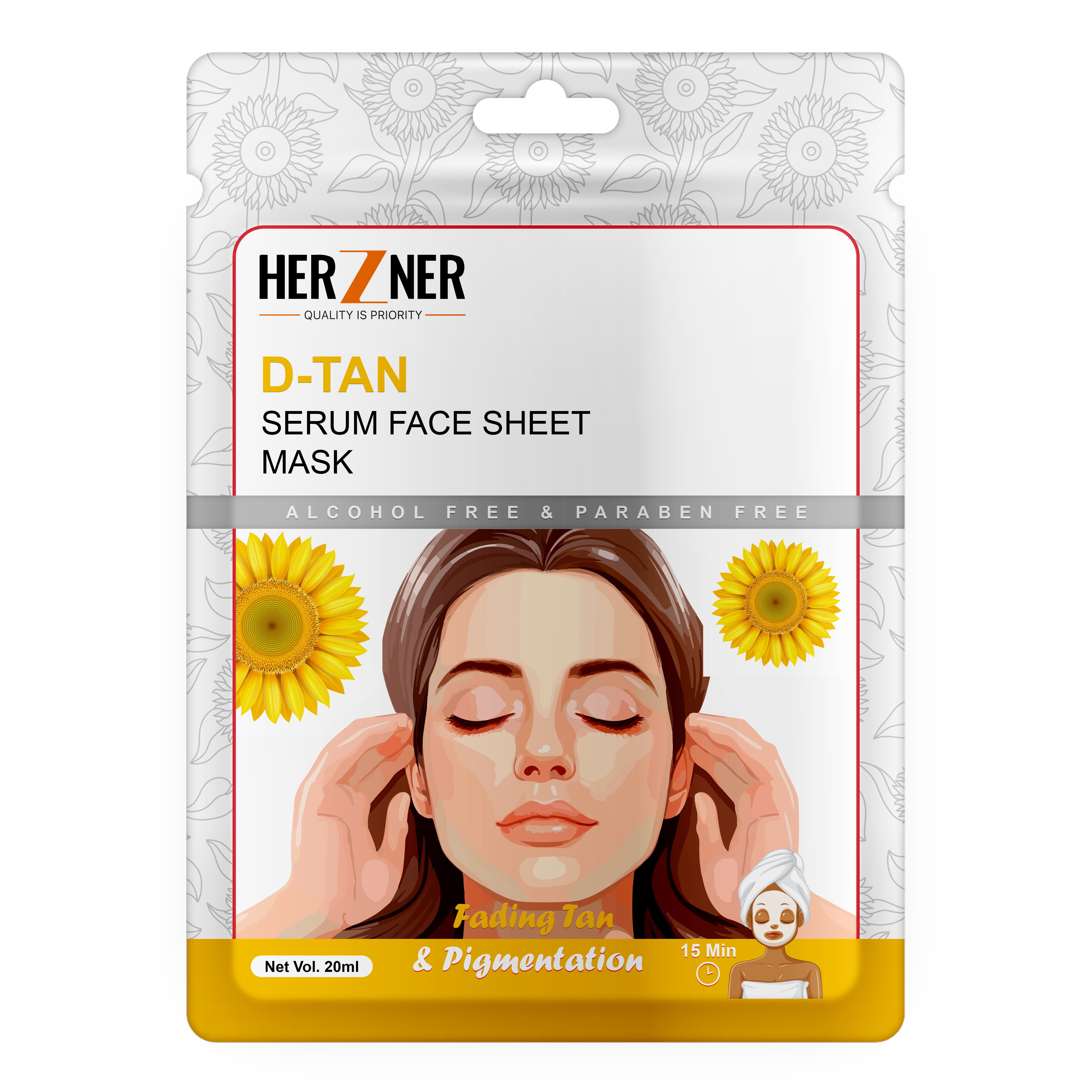 HERZNER D-Tan Serum Face Sheet Mask