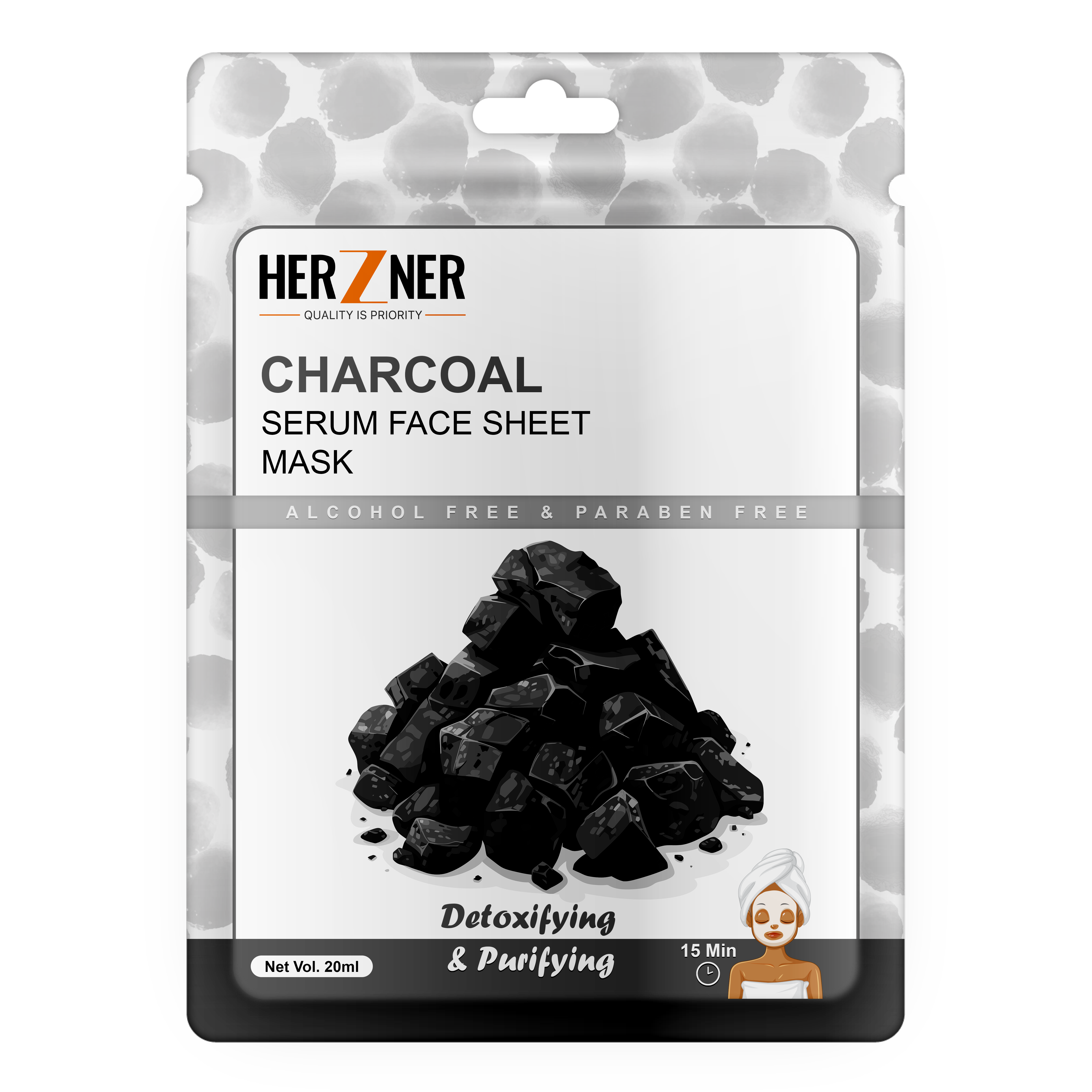 HERZNER Charcoal Serum Face Sheet Mask
