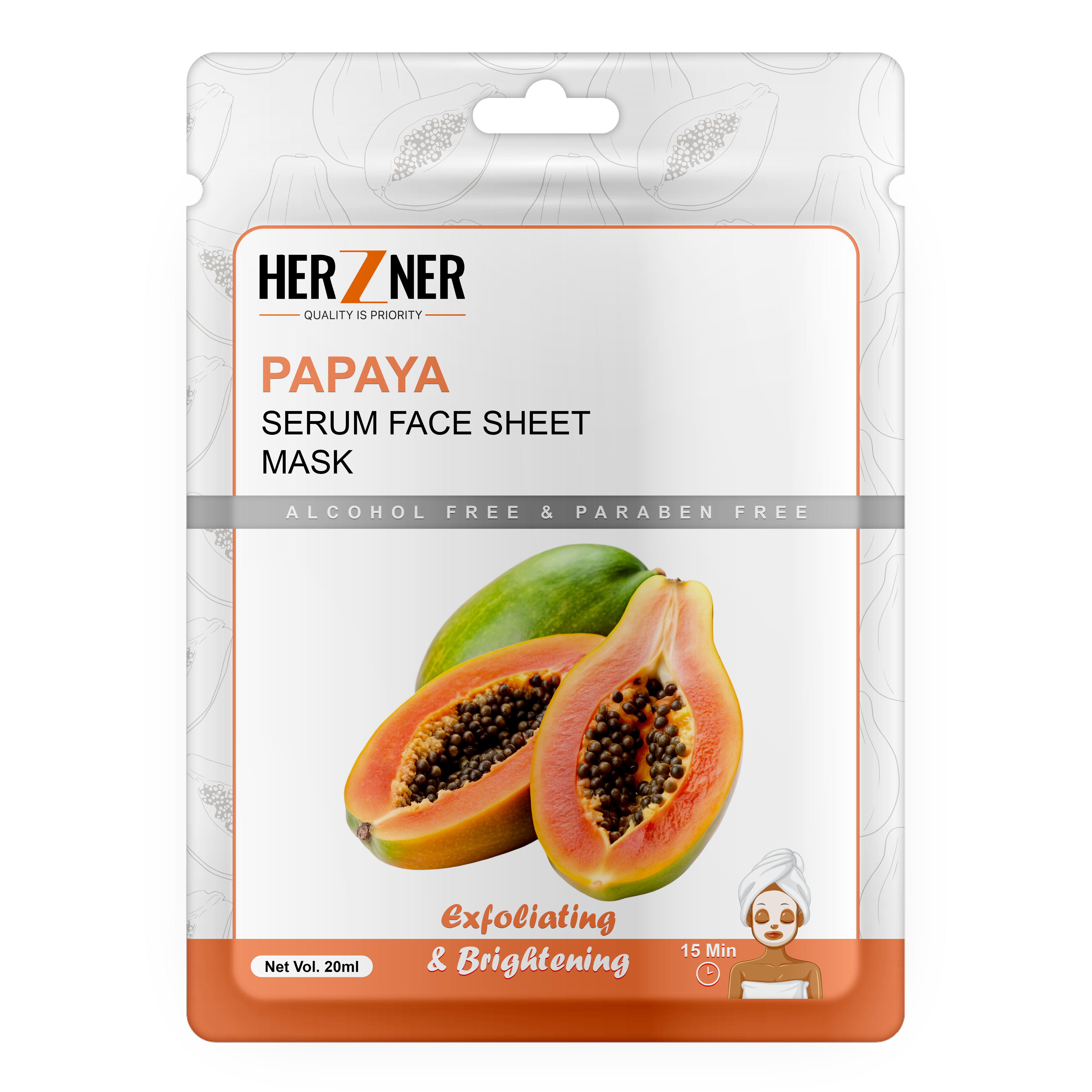 HERZNER Papaya Serum Face Sheet Mask