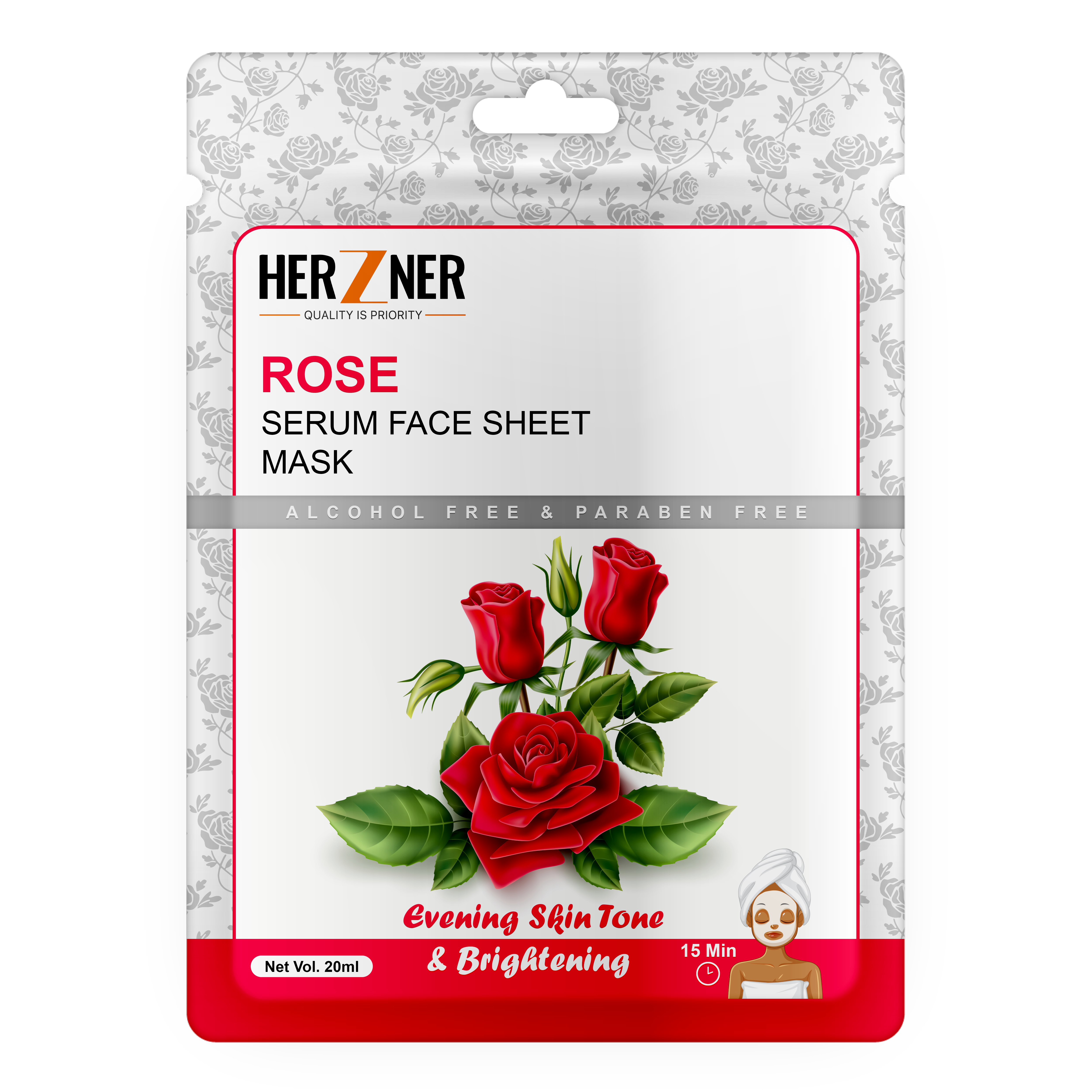 HERZNER Rose Serum Face Sheet Mask