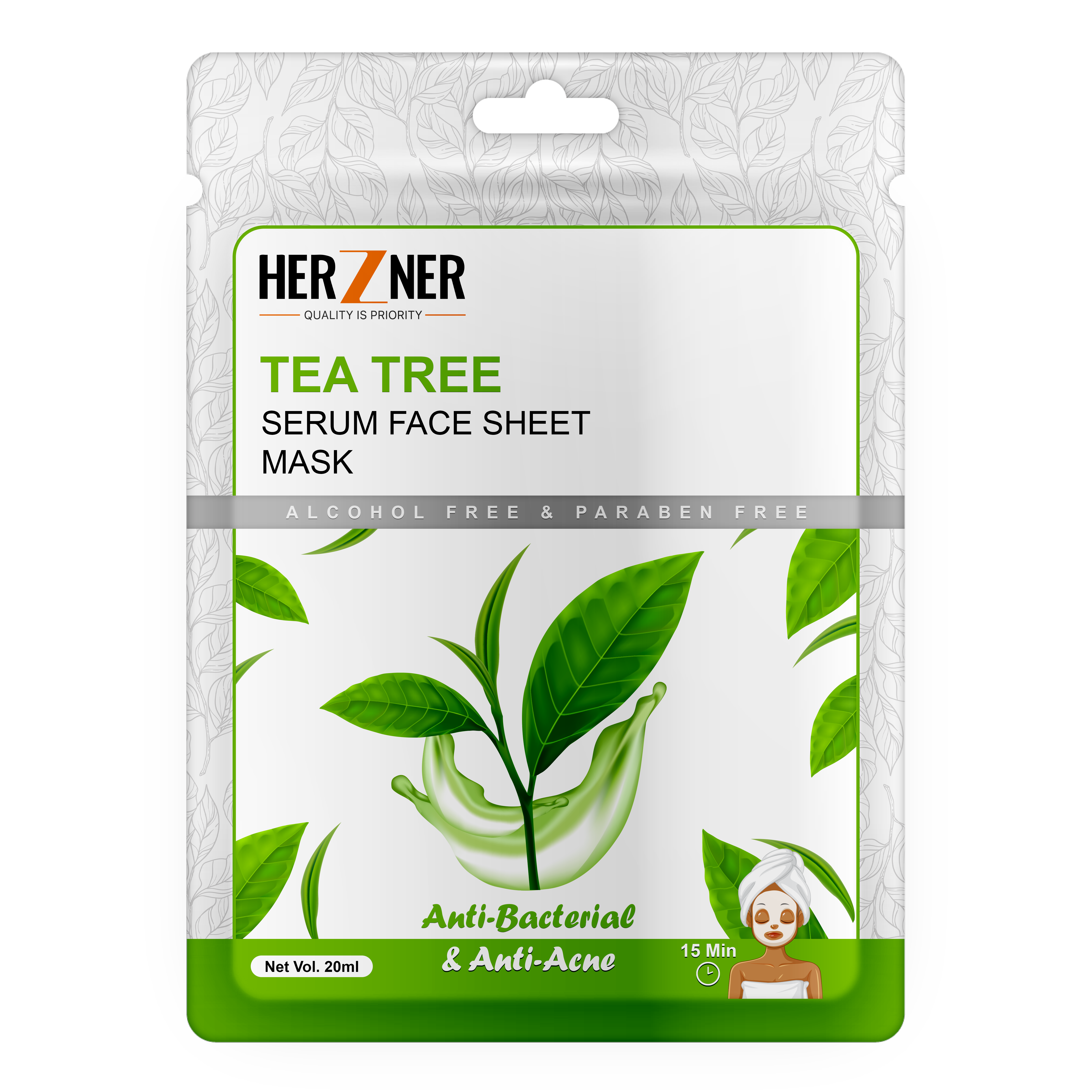 HERZNER Tea Tree Serum Face Sheet Mask