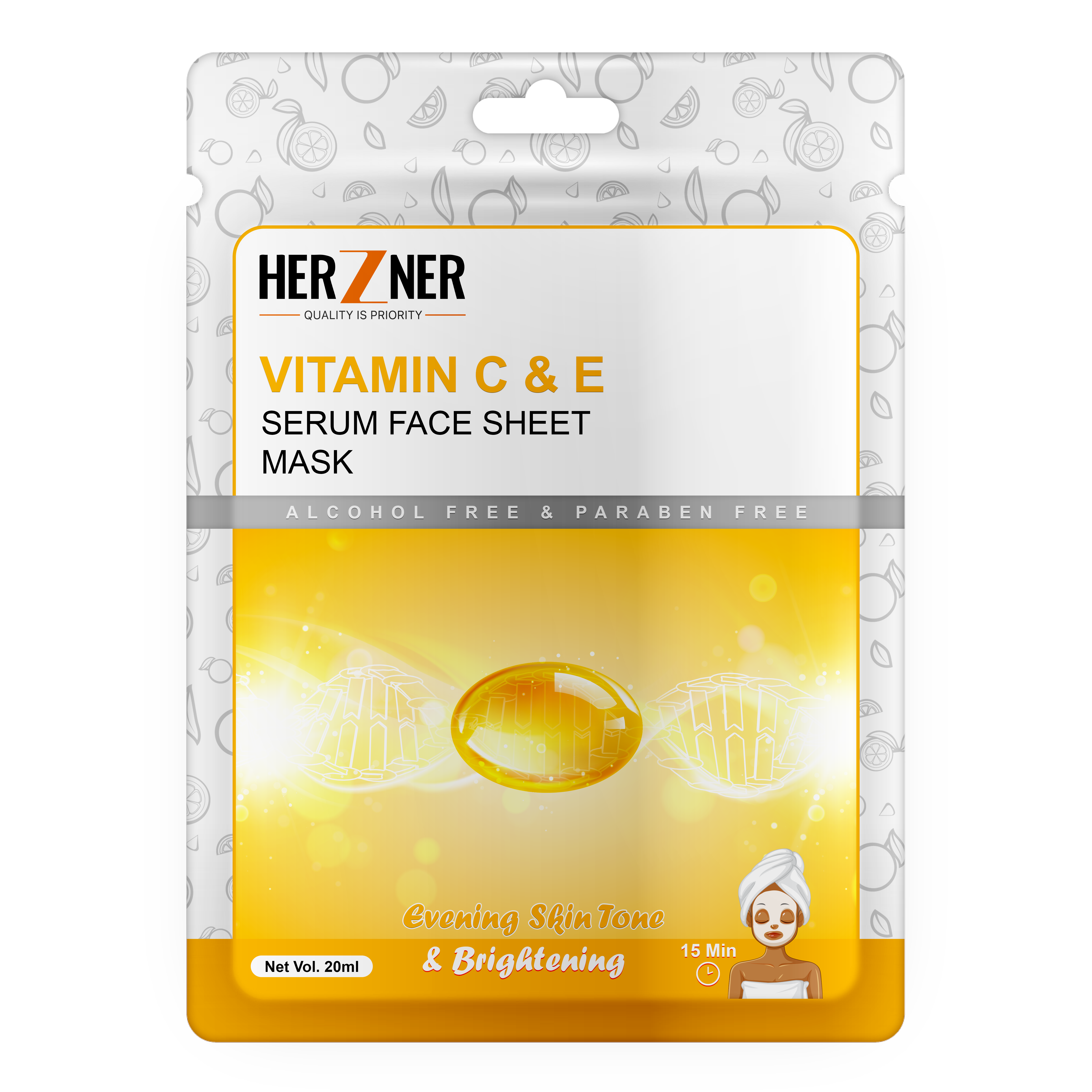 HERZNER Vitamin C & E Serum Face Sheet Mask