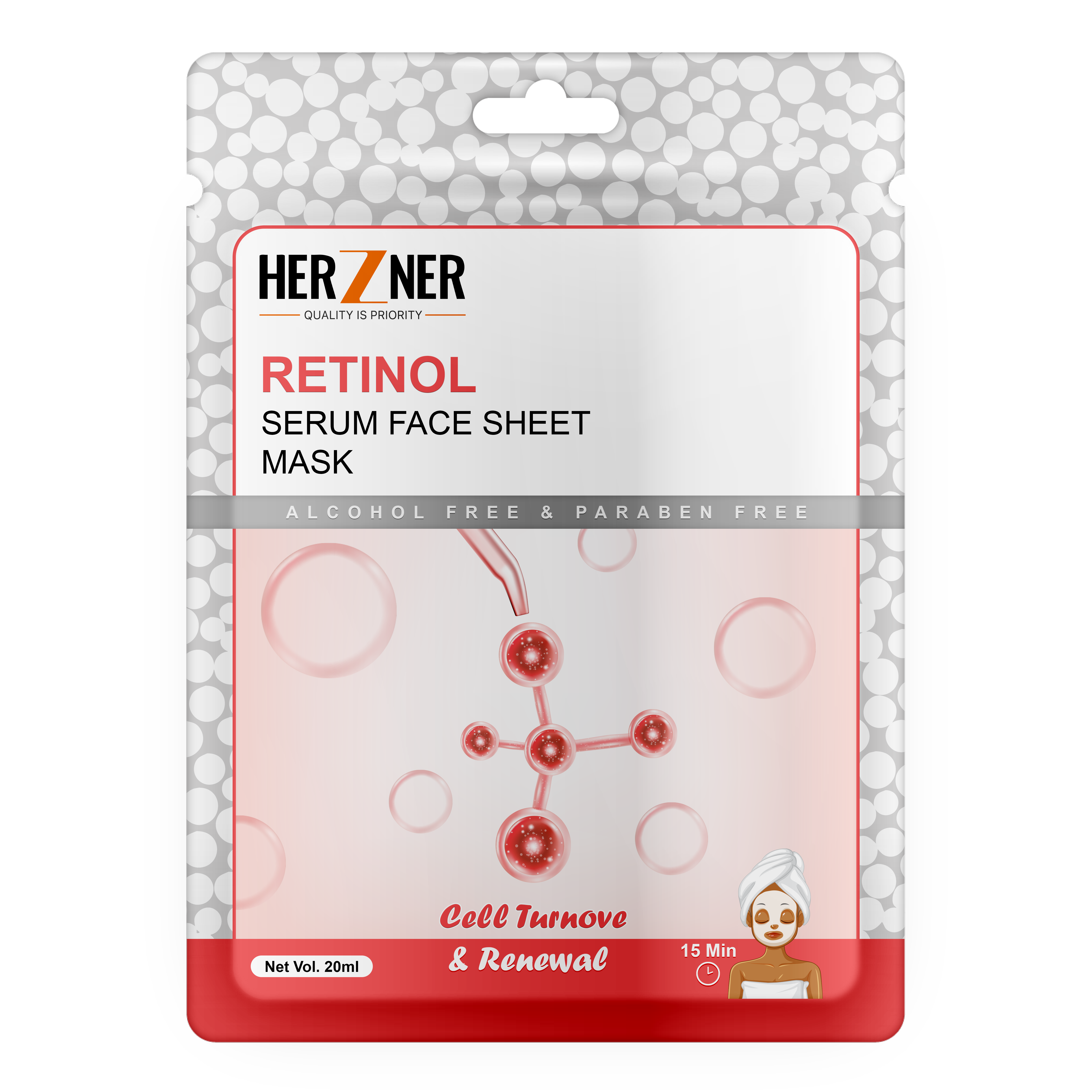 HERZNER Retinol Serum Face Sheet Mask