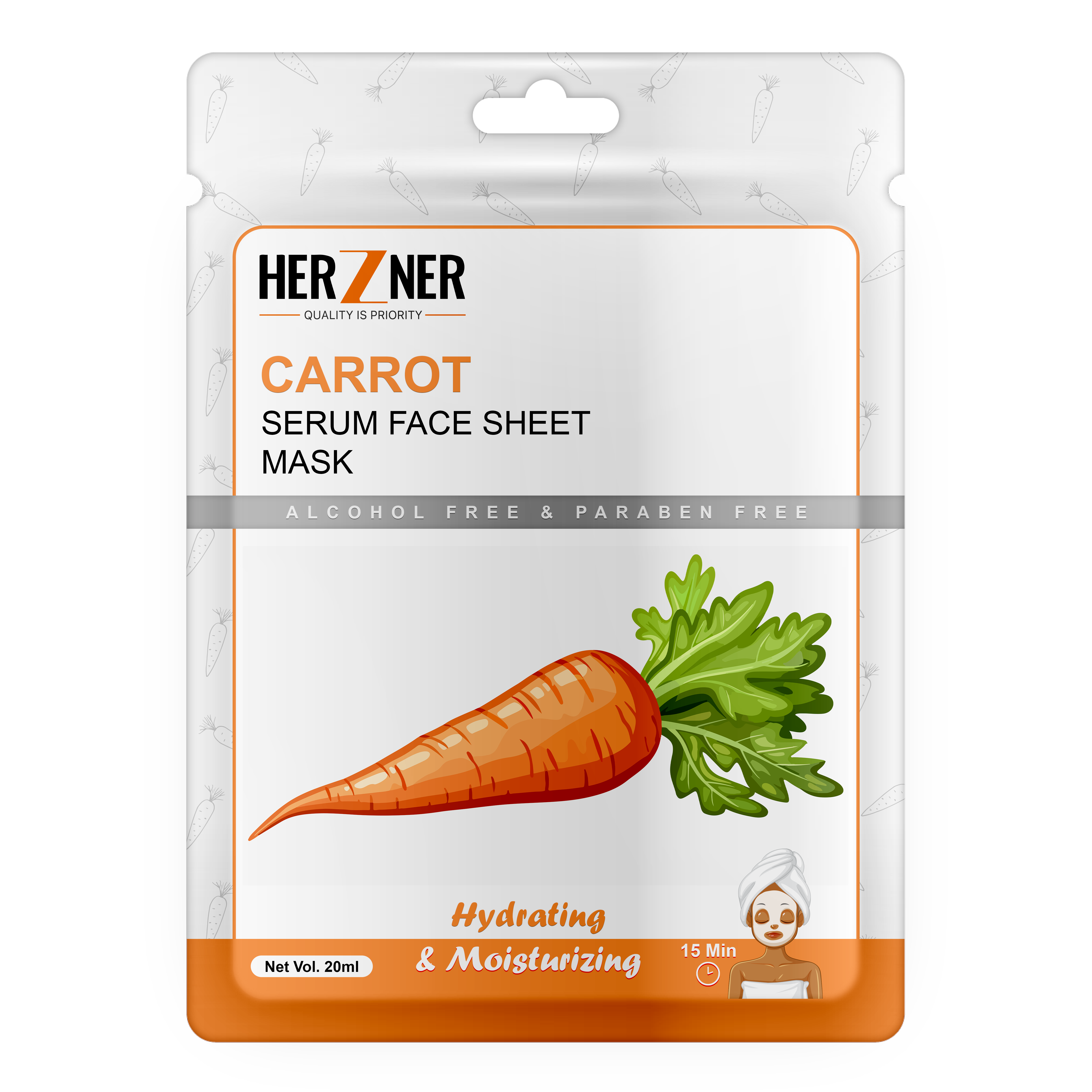 HERZNER Carrot Serum Face Sheet Mask