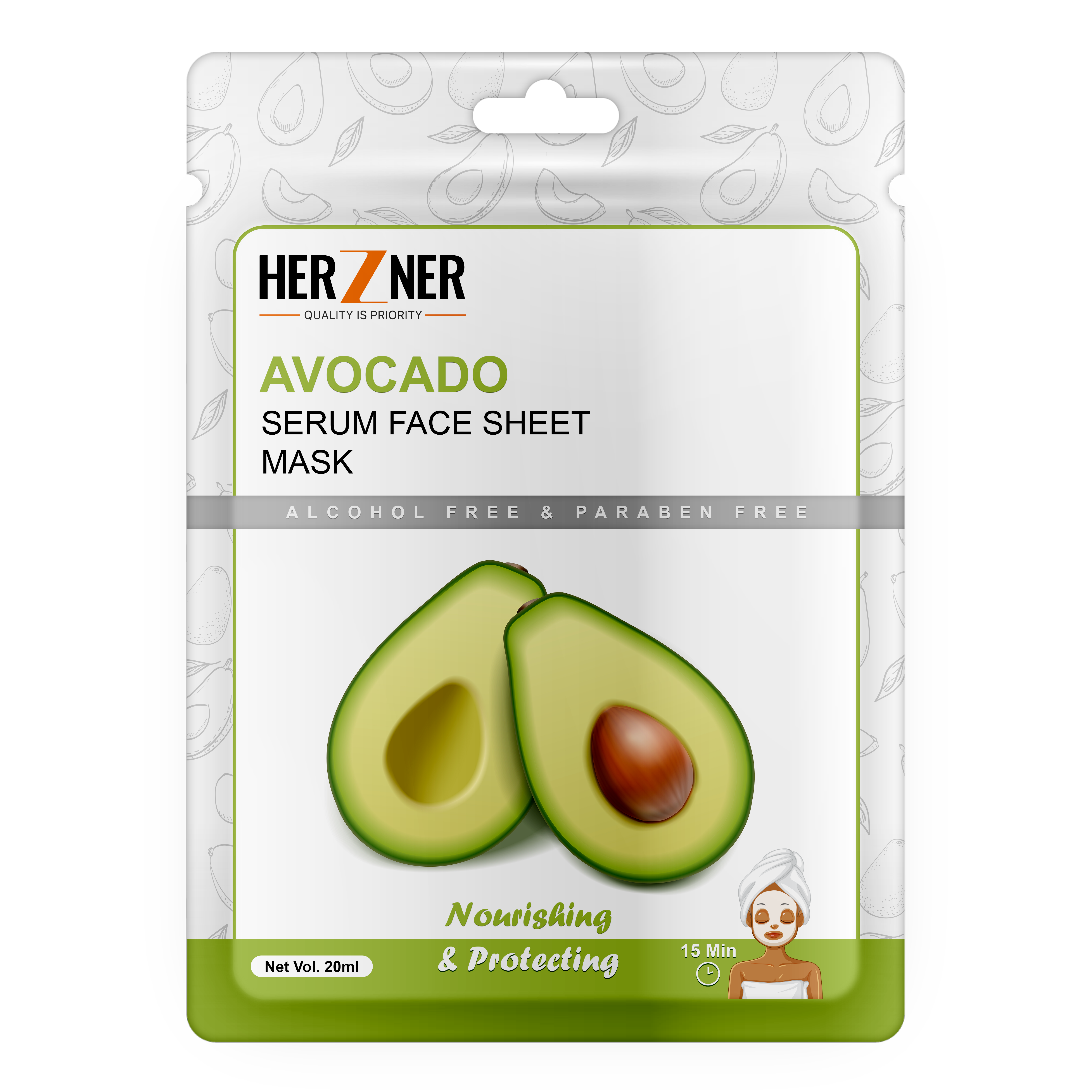 HERZNER Avocado Serum Face Sheet Mask