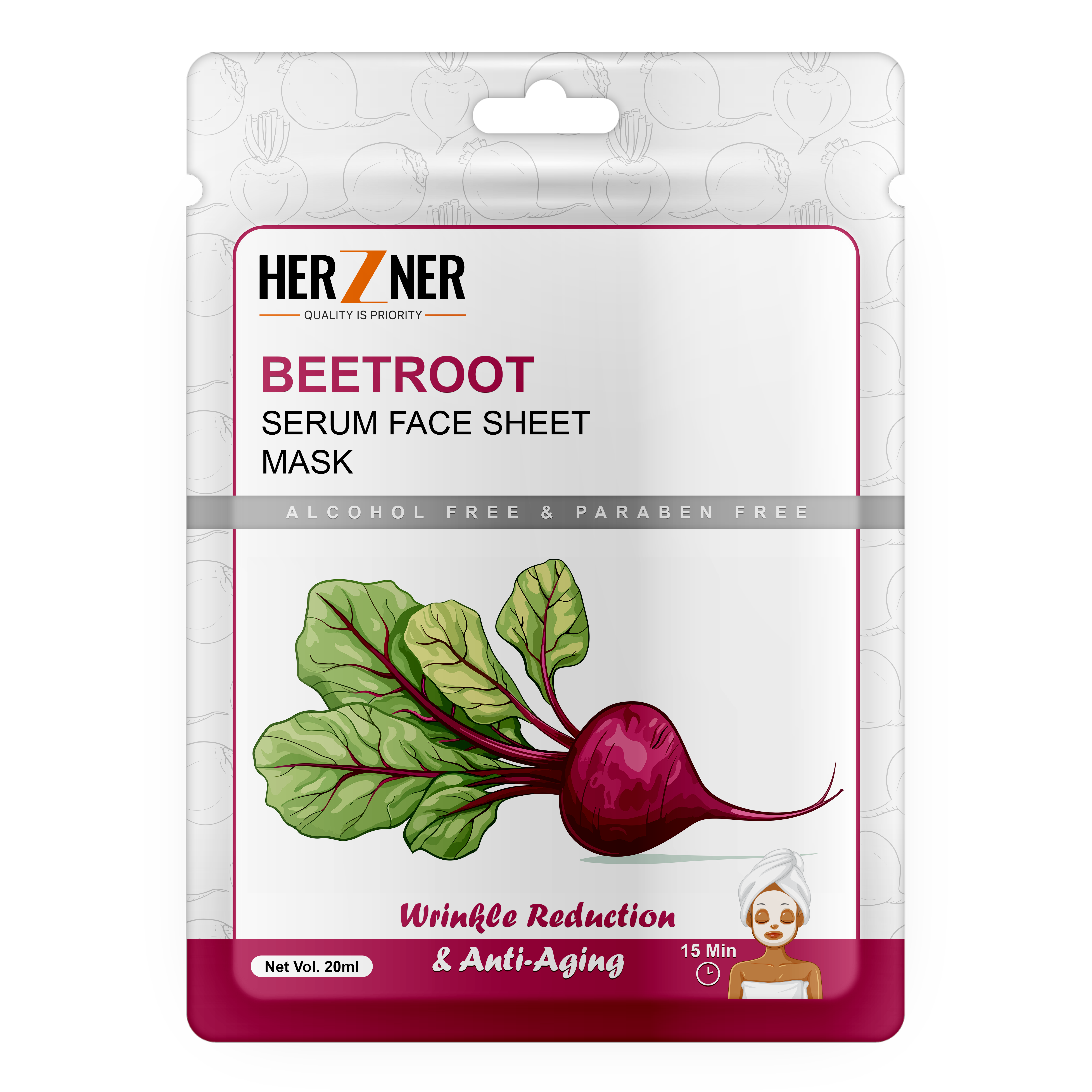 HERZNER Beetroot Serum Face Sheet Mask