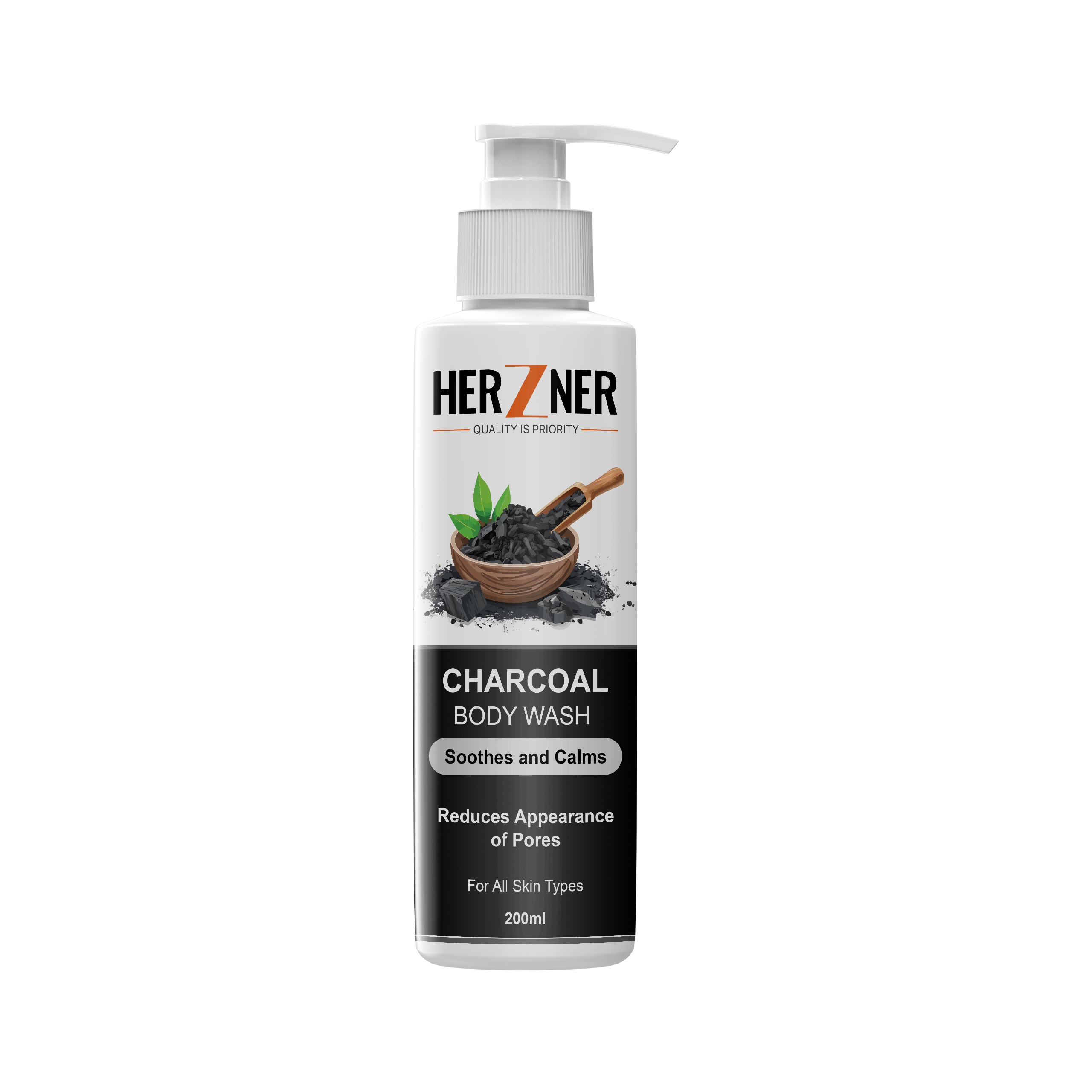 HERZNER Charcoal Body Wash 200 ml