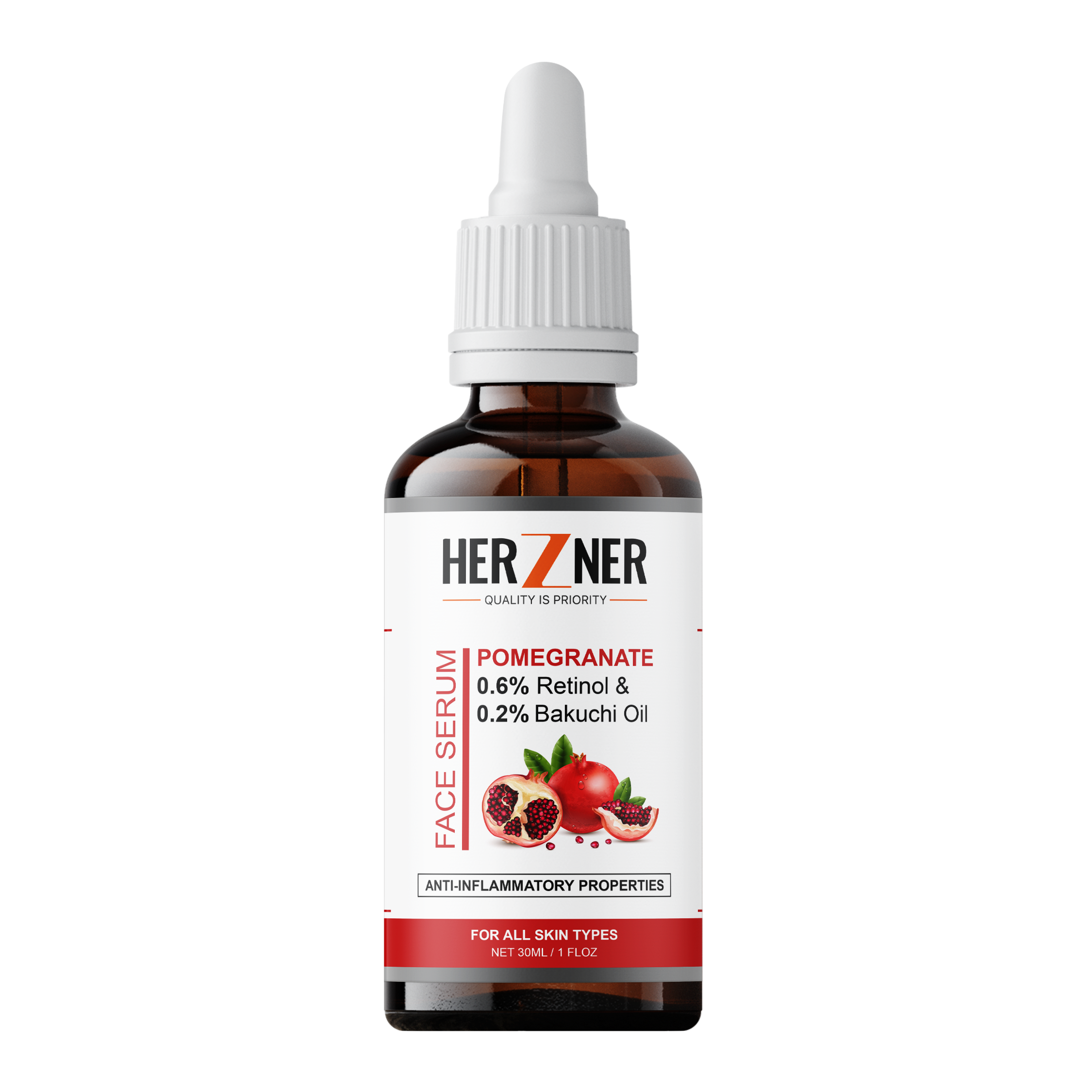 HERZNER Pomegranate, Retinol & Bakuchi Oil Face Serum 30 ml