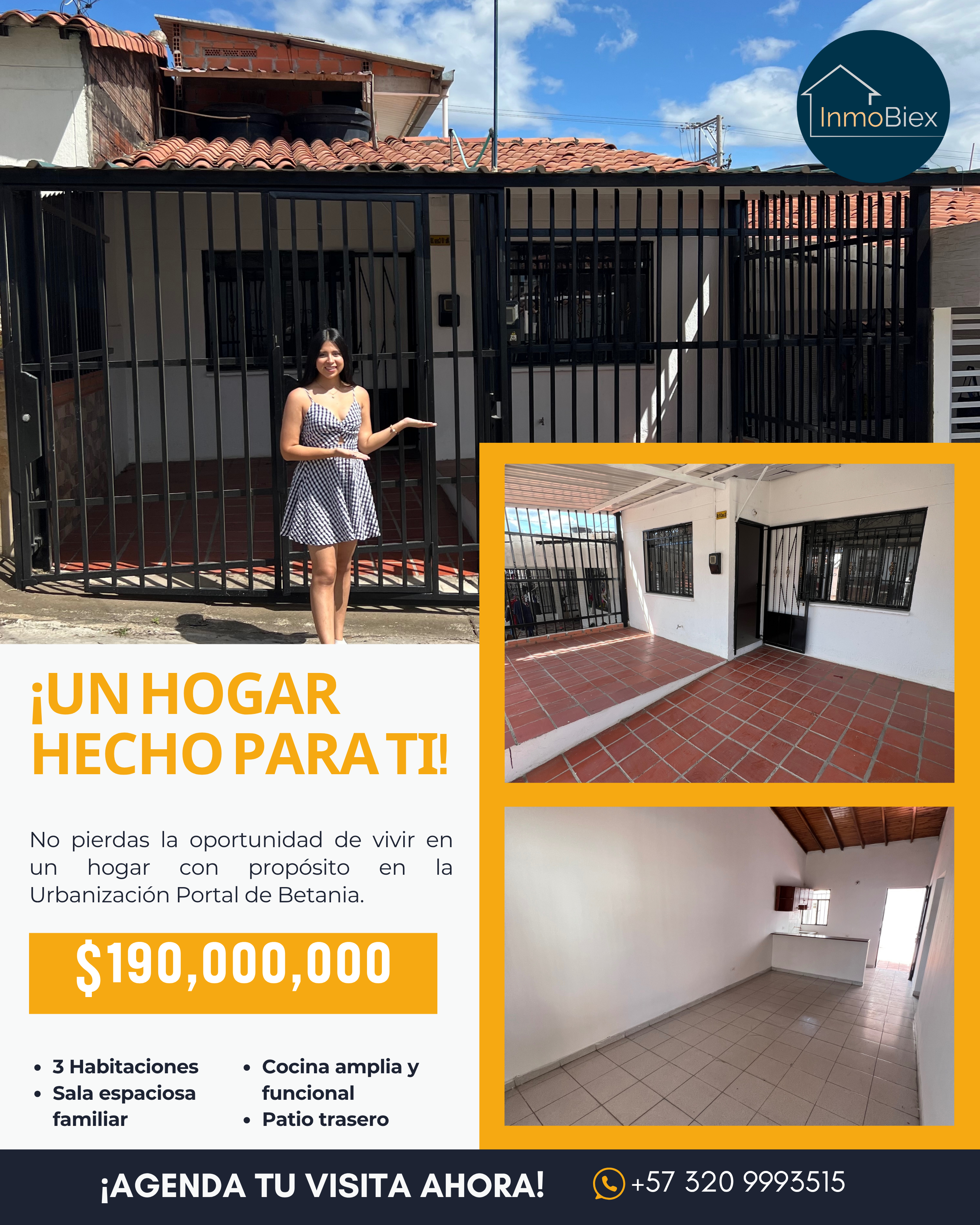 CASA FAMILIAR CON EXCELENTE CLIMA EN PORTAL DE BETANIA 120 metros cuadrado por solo 190 Millones
