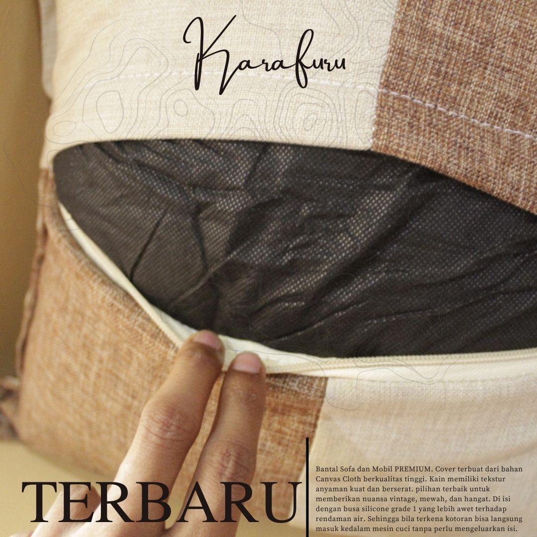 Bantal Motif kotak Kanvas & isi silicon - Karafuru
