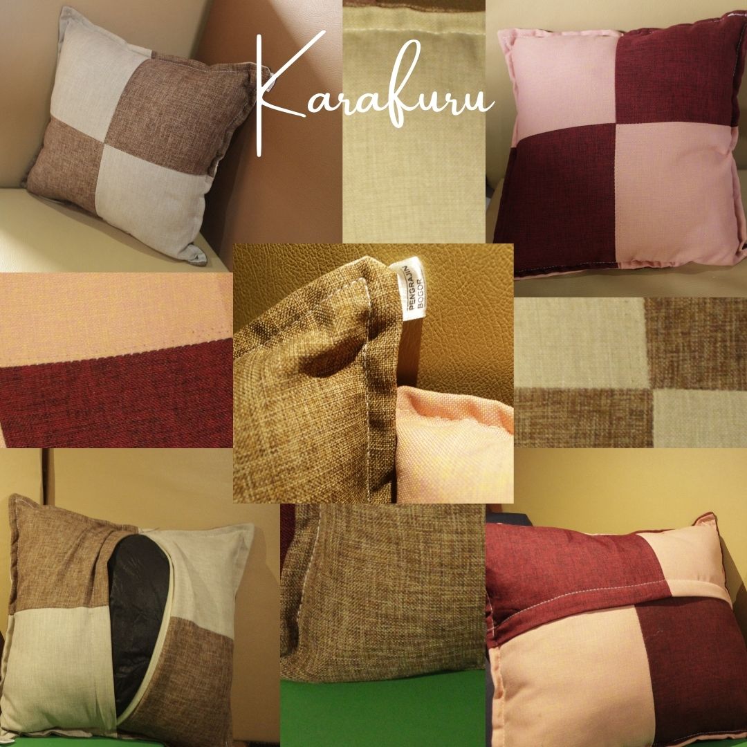Bantal Motif kotak Kanvas & isi silicon - Karafuru