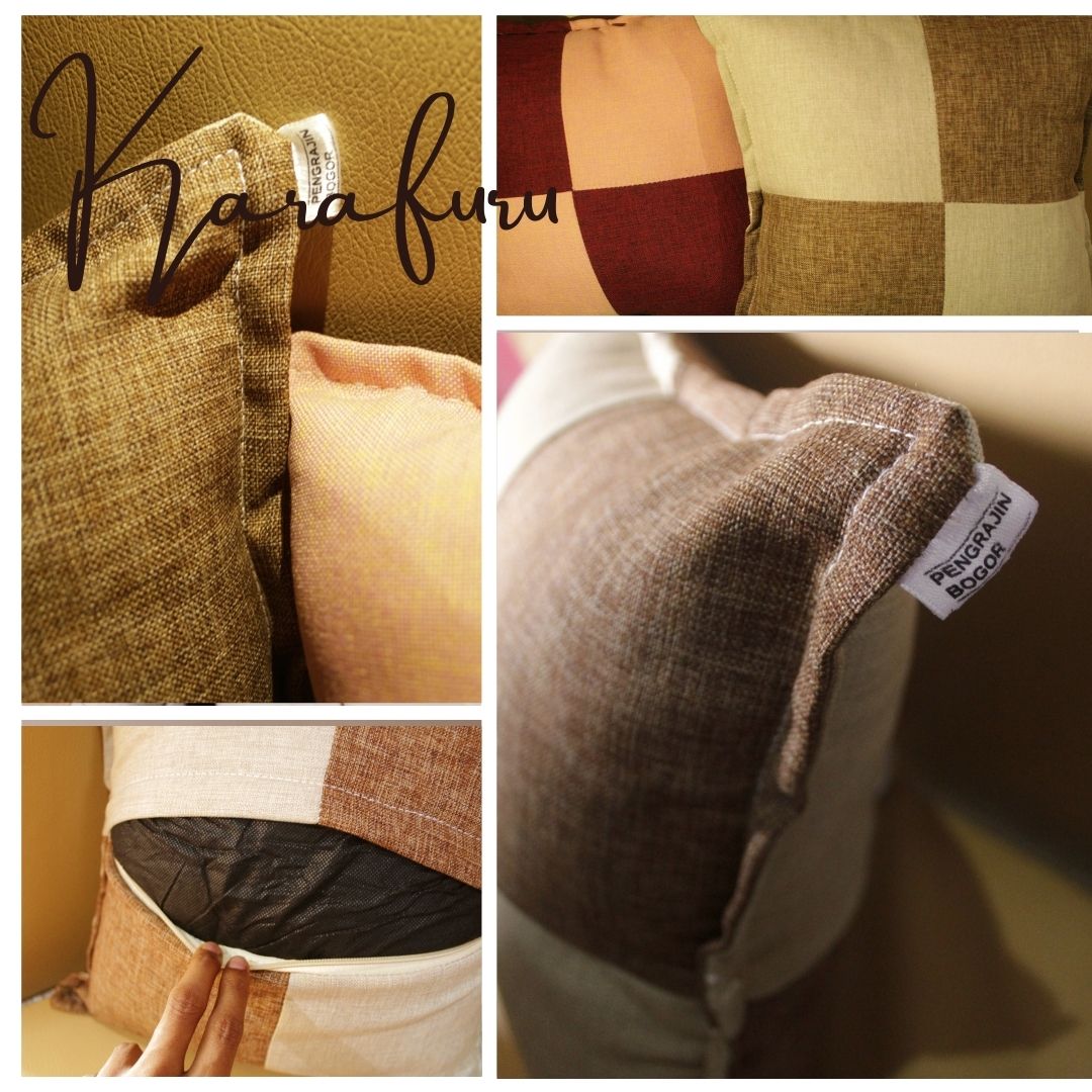 Bantal Motif kotak Kanvas & isi silicon - Karafuru