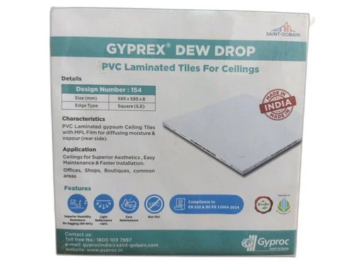 Gyproc Gyprex Dew Drop PVC Laminated Gypsum Ceiling Tile