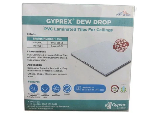 Gyproc Gyprex Dew Drop PVC Laminated Gypsum Ceiling Tile