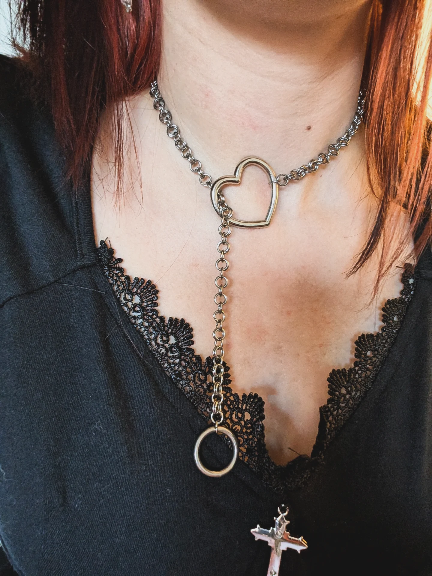 Leashed Heart Choker Chain Necklace