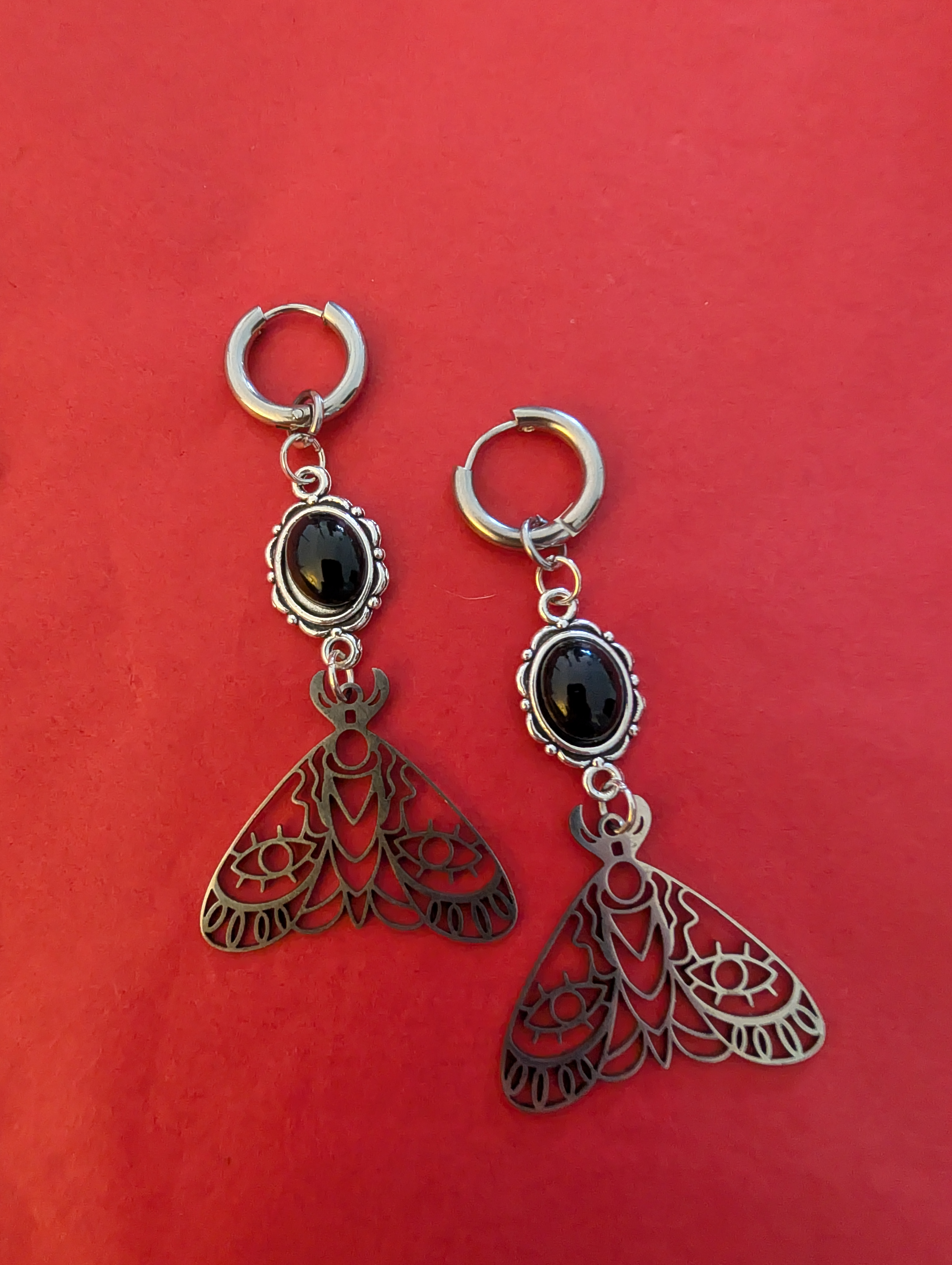 Evil Eye Moth Dangle Earrings