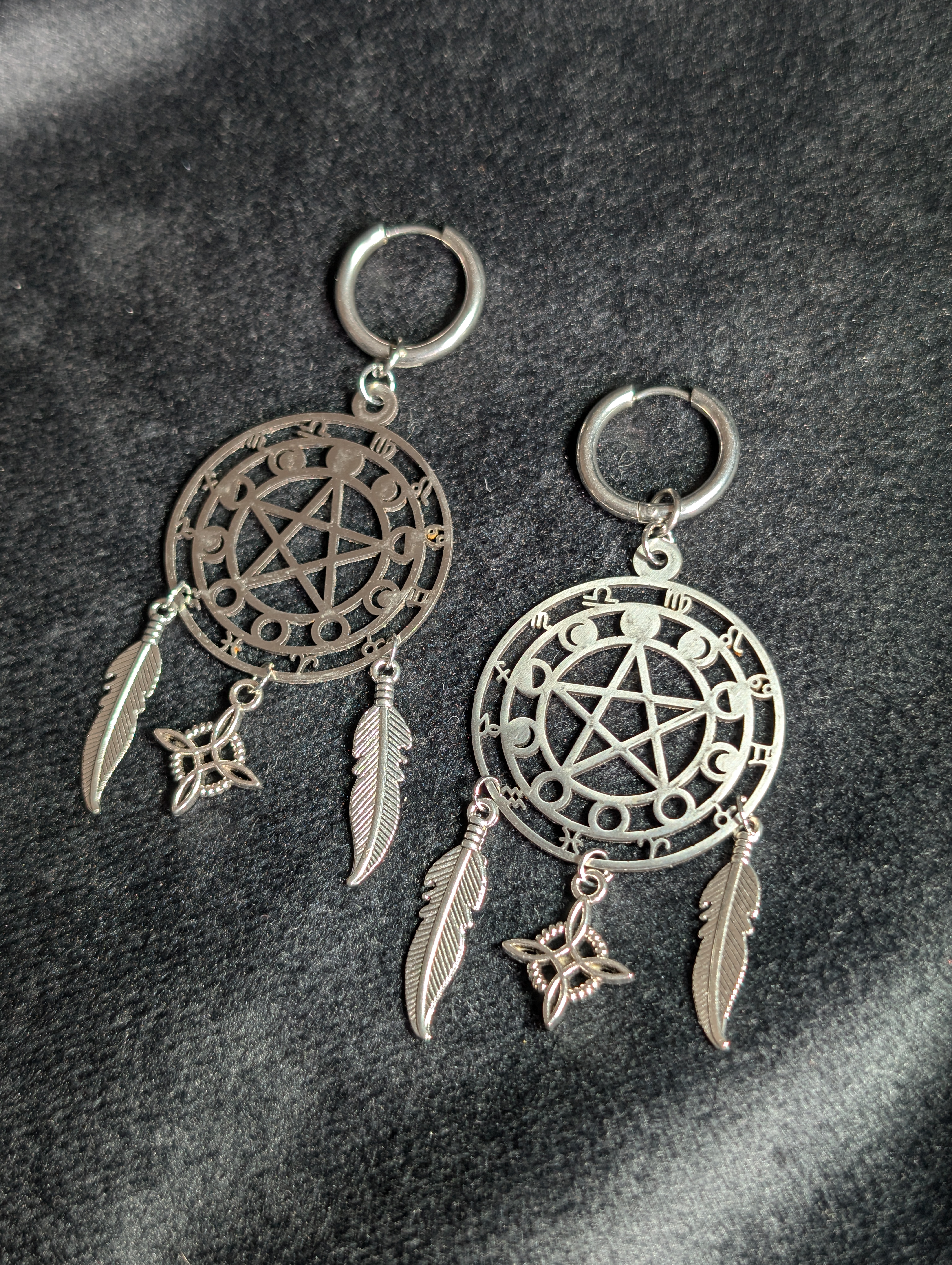 Zodiac Pentagram Hoop Earrings