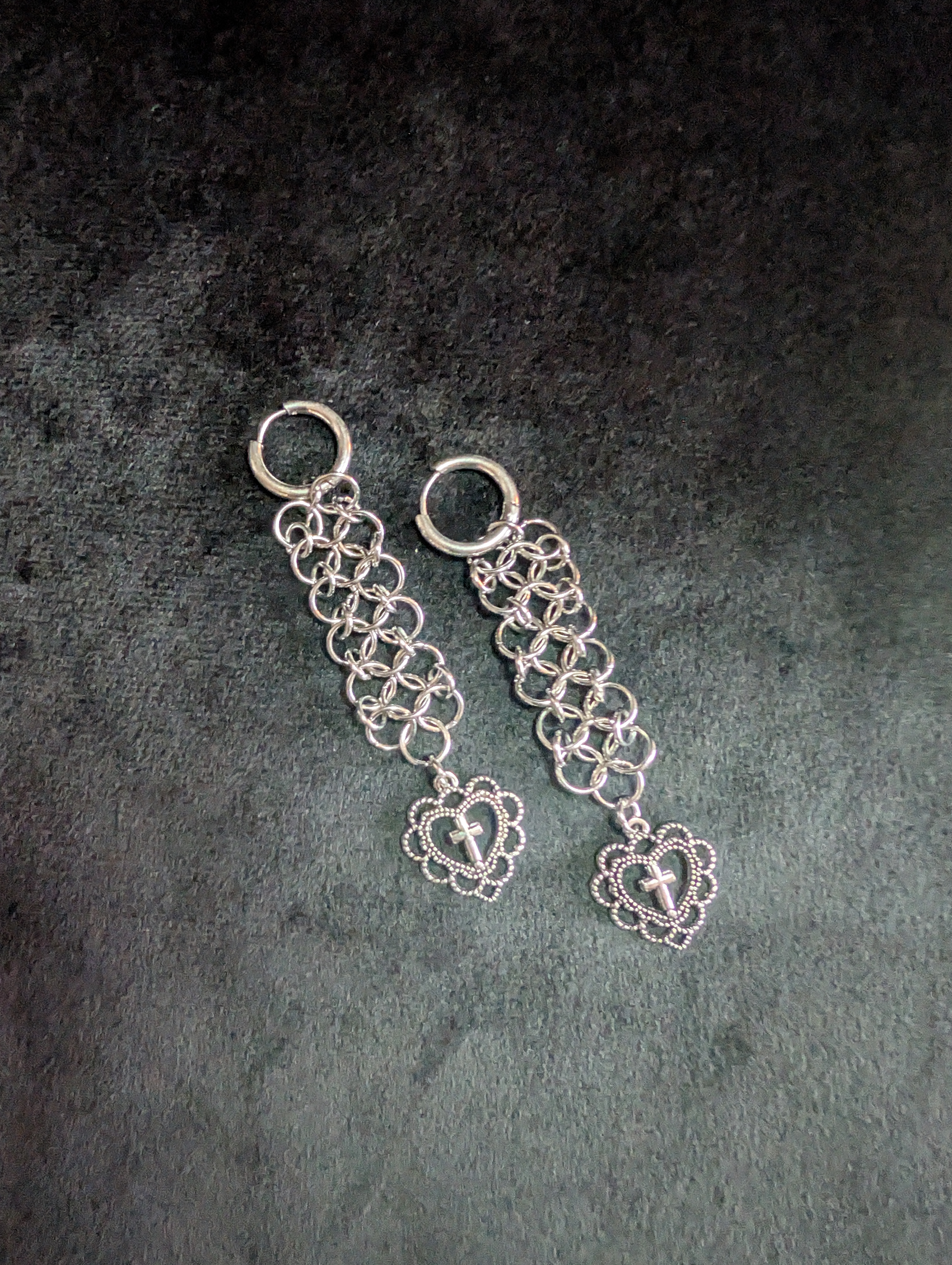 Chainmail Heart Earrings