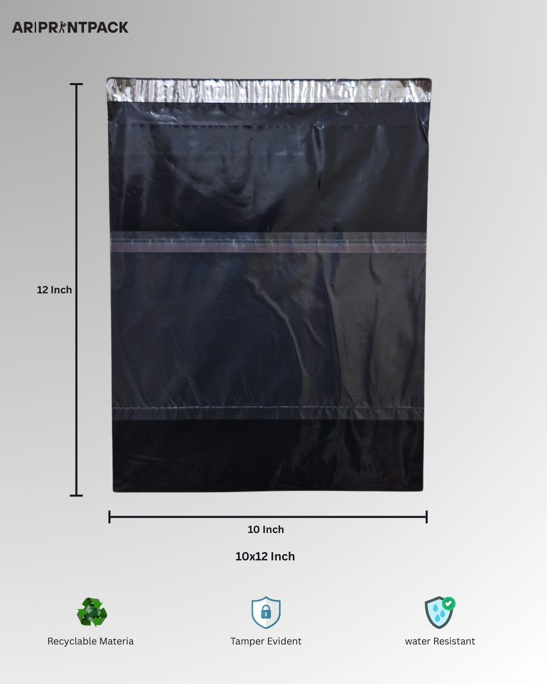 Black Tamper-Proof Courier Bag (10x12 inches)