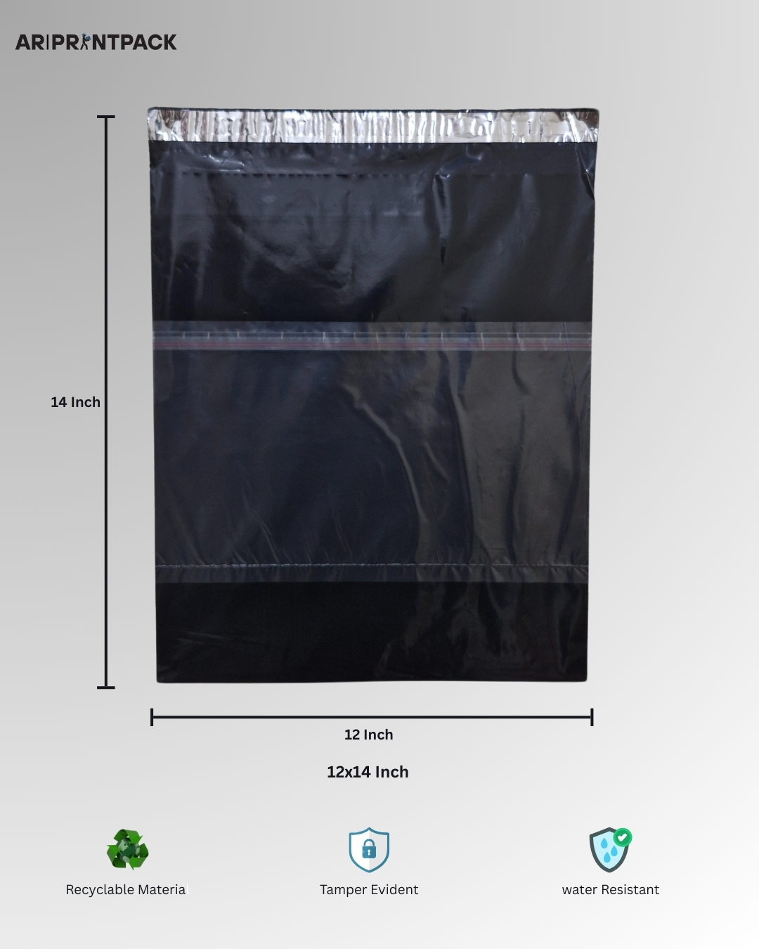 Black Tamper-Proof Courier Bag (12x14 inches)