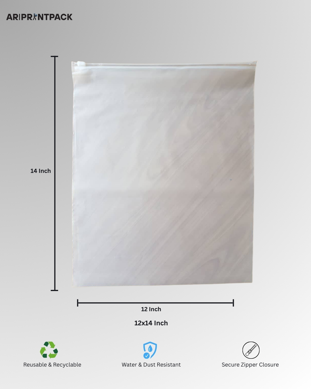 Frosted Zipper Bag (12x14 inches)
