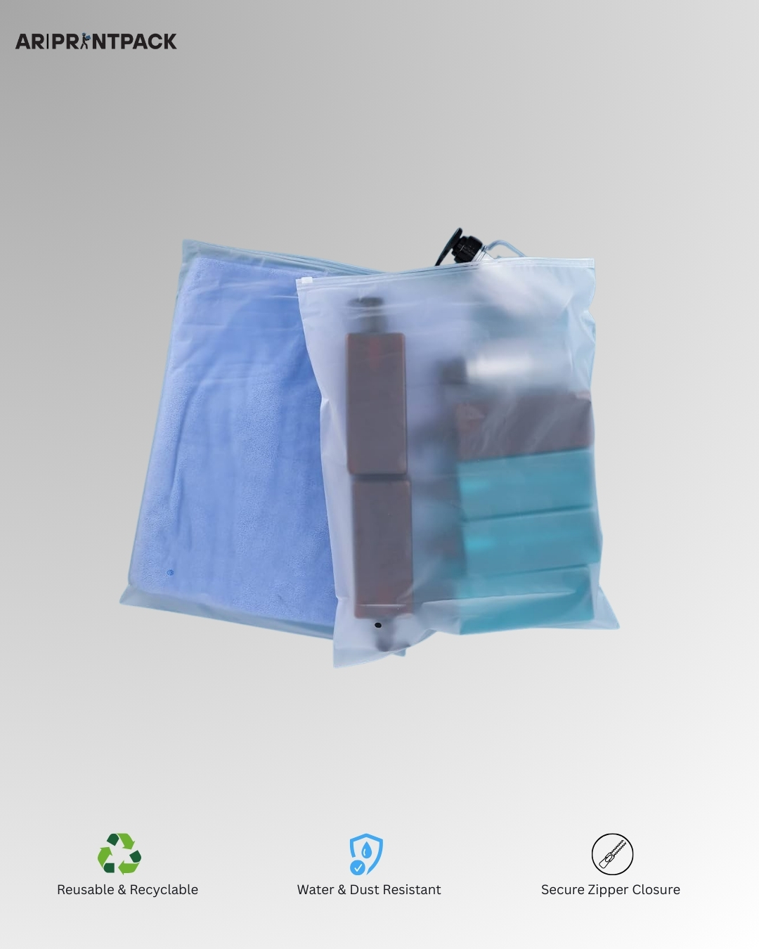 Frosted Zipper Bag (12x14 inches)