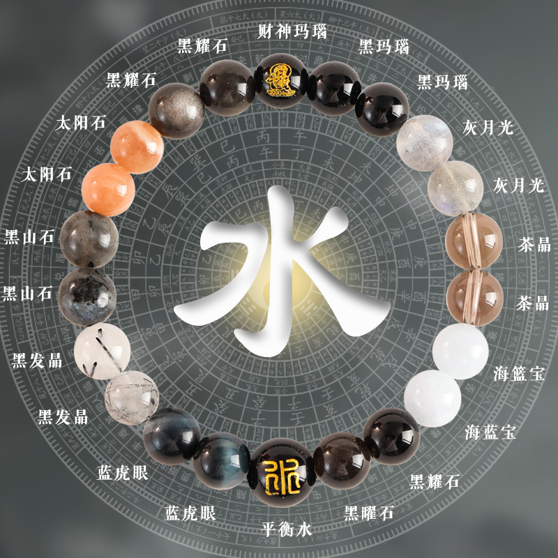 Cyber-fengshui Natural Stone Beaded Bracelet