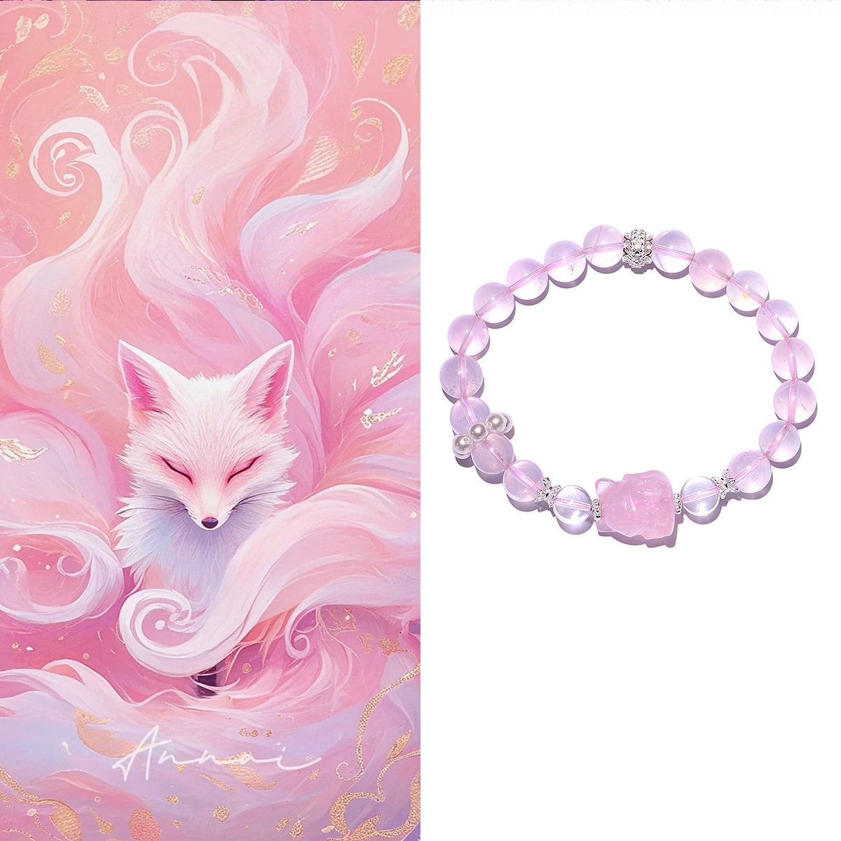 Cyber-fengshui Pink Crystal Beaded Bracelet