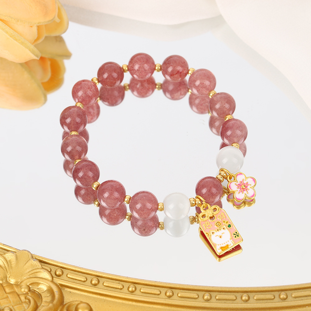 Cyber-fengshui Rose Quartz Beaded Bracelet