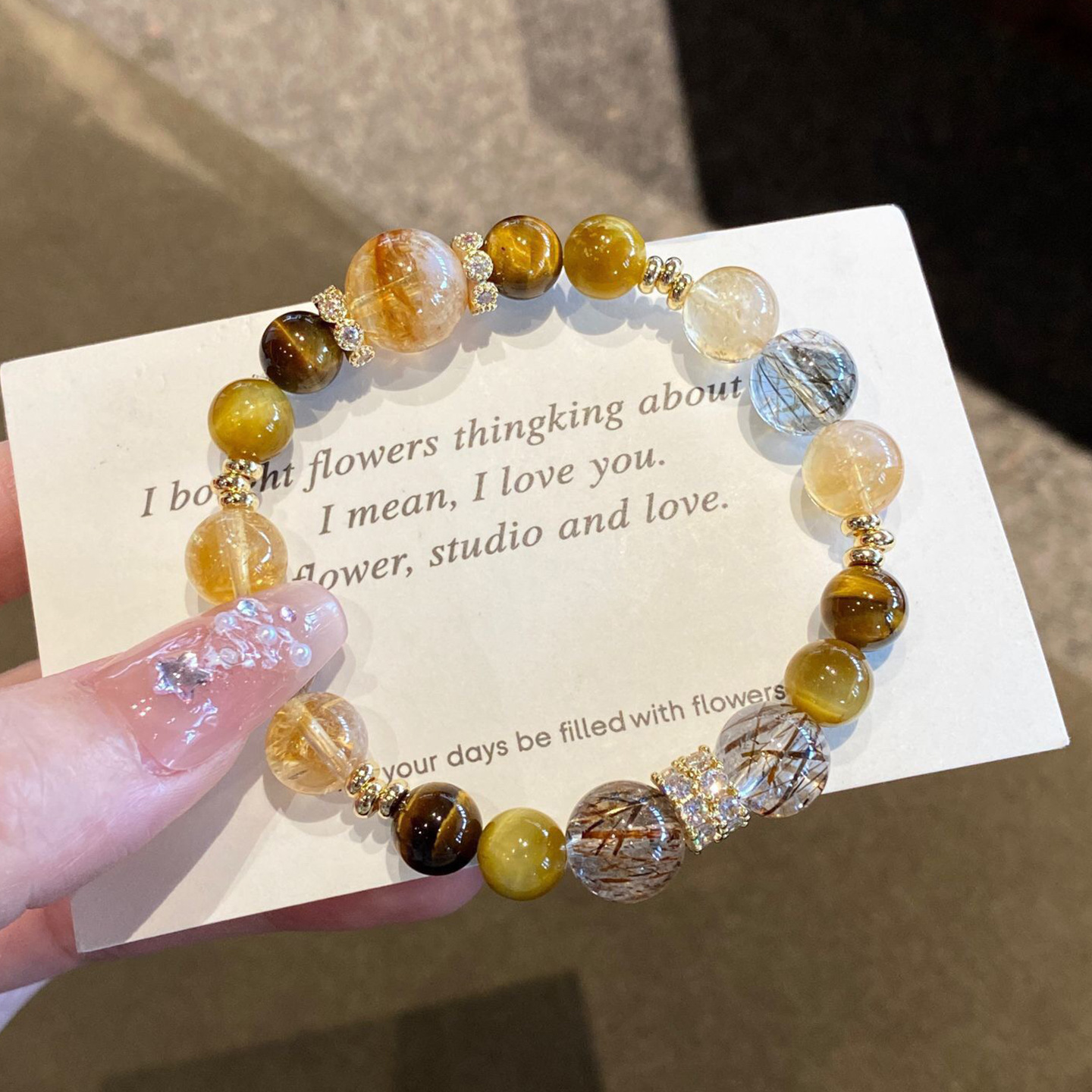 Cyber-fengshui natural golden tower crystal Bracelet