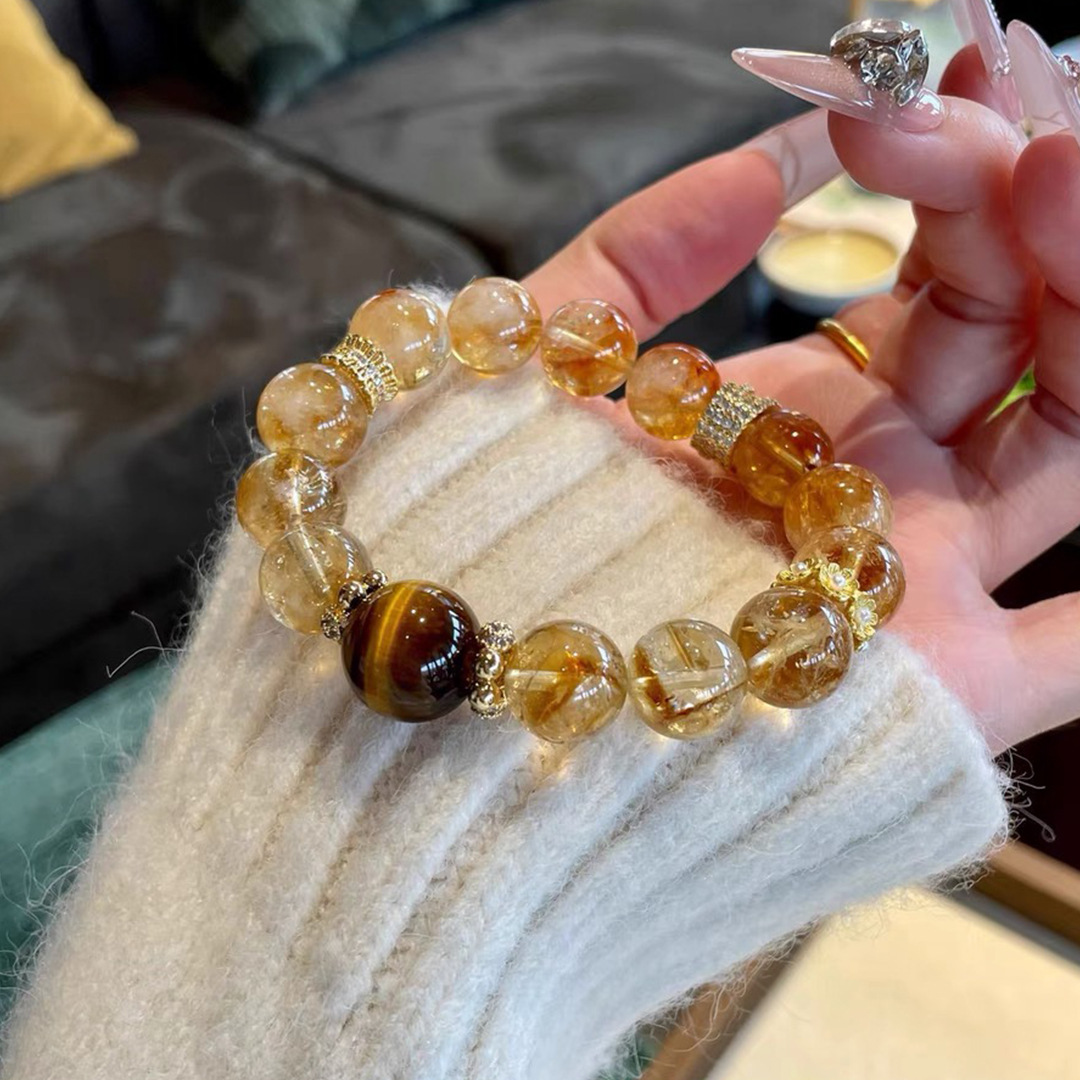 Cyber-fengshui natural golden tower crystal Bracelet
