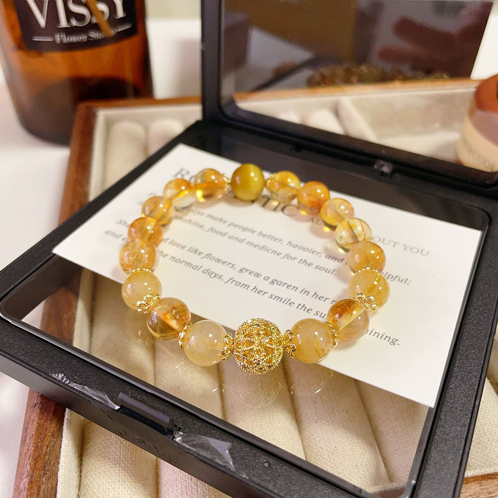 Cyber-fengshui natural Citrine  and yellow tower Crystal Bracelet