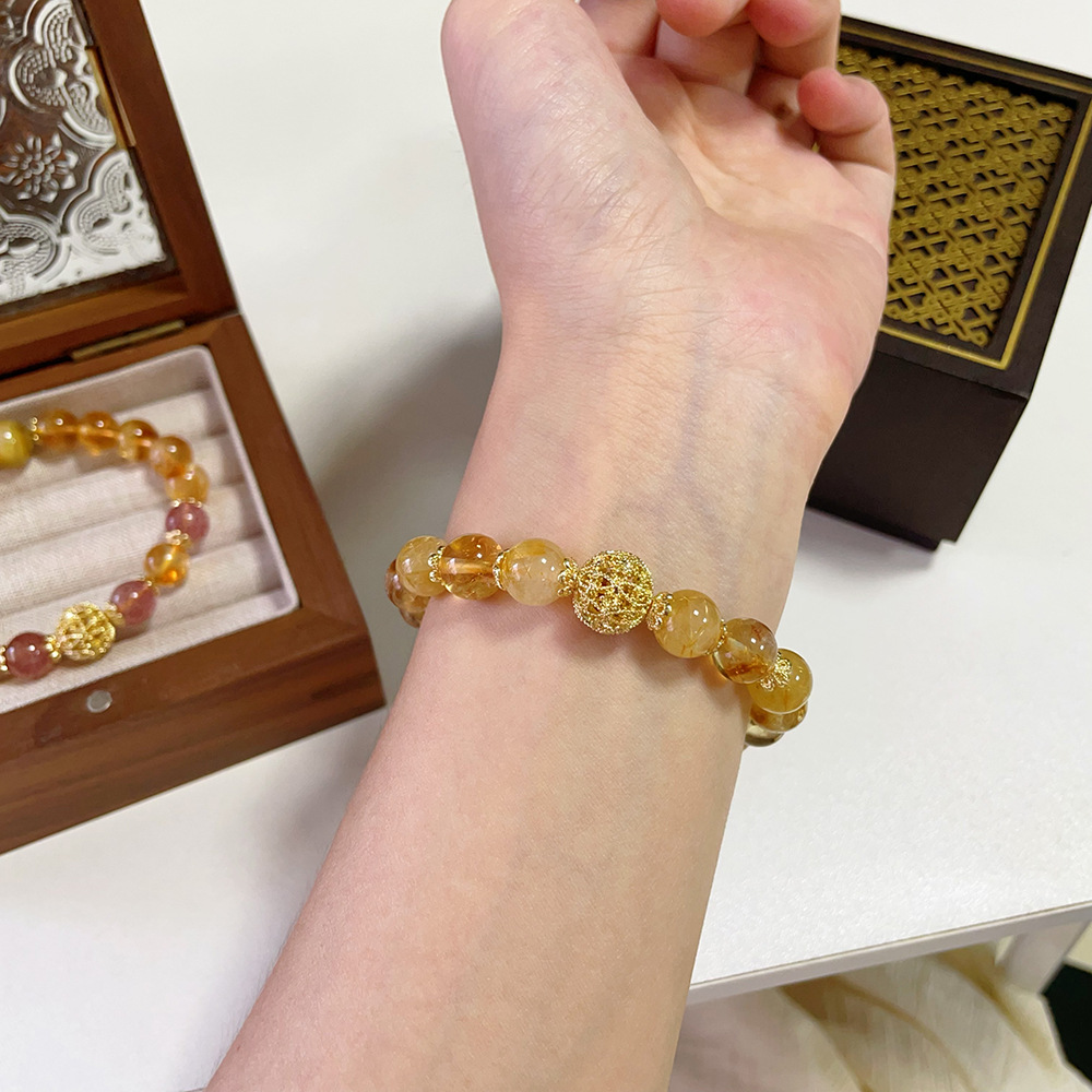 Cyber-fengshui natural Citrine  and yellow tower Crystal Bracelet